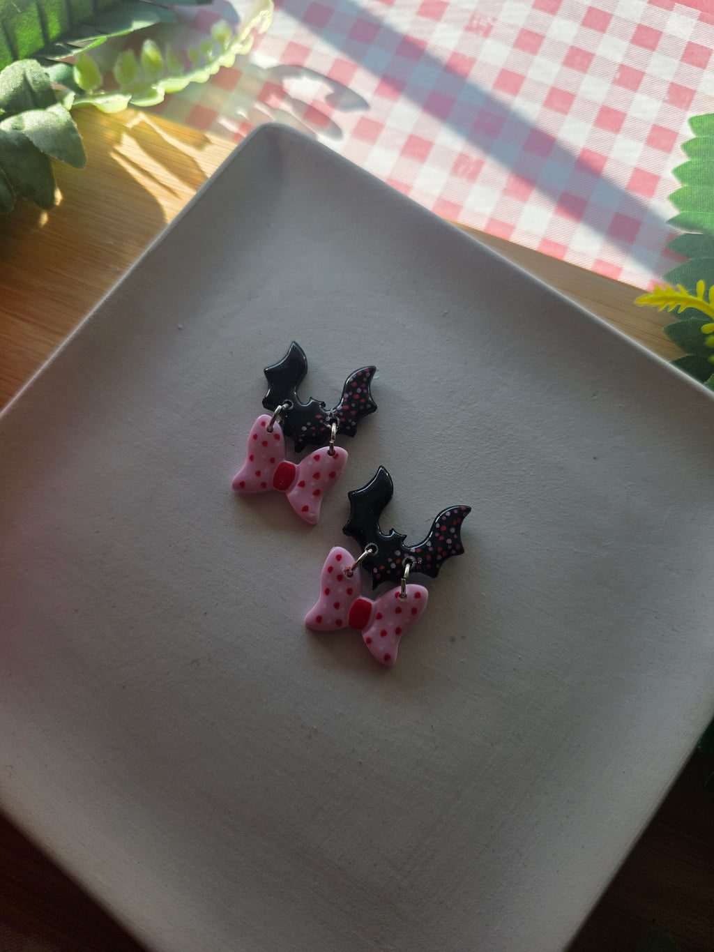 Bat and Bow Valloween Earrings