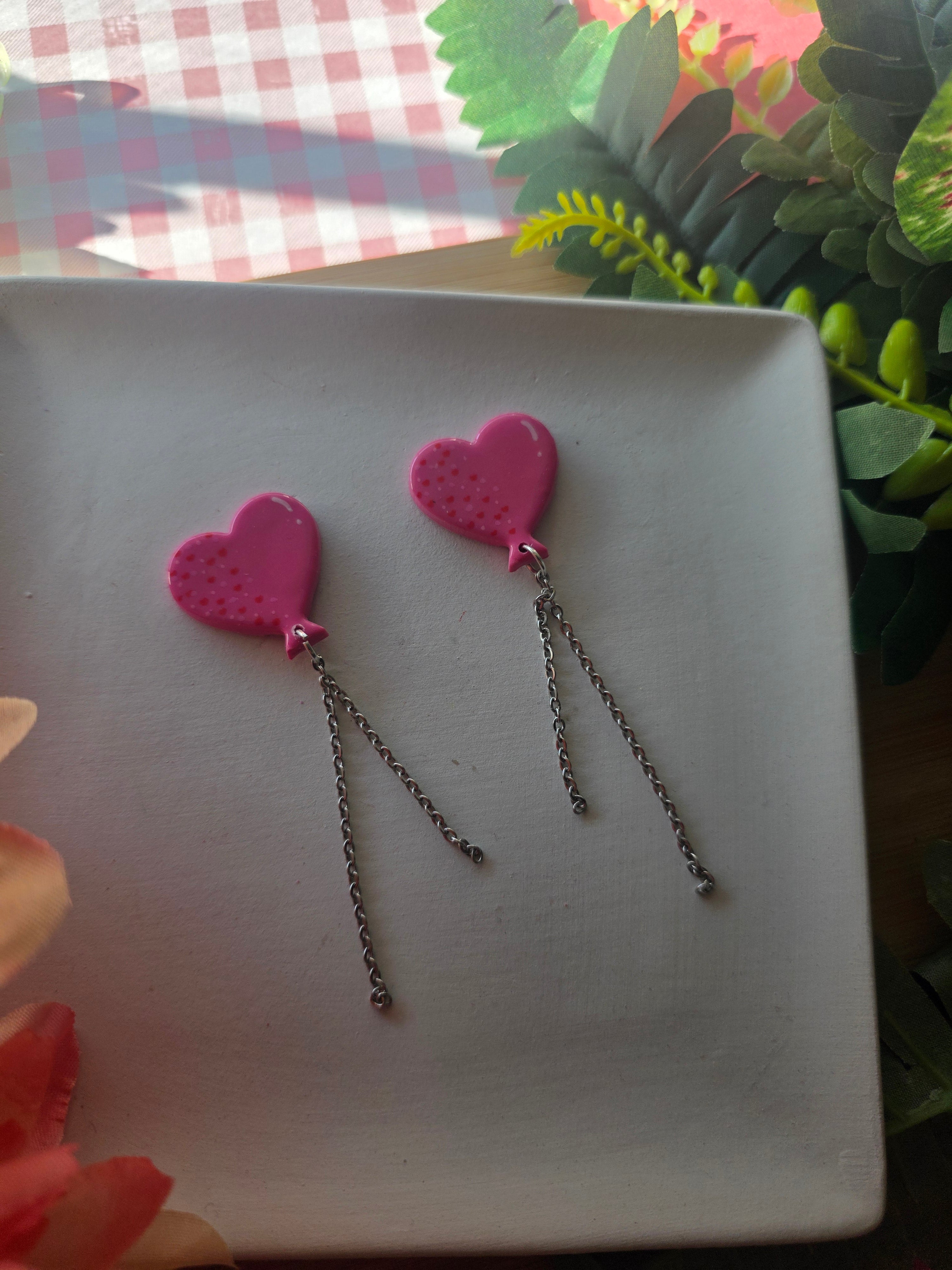 Heart Balloon Valentines Earrings