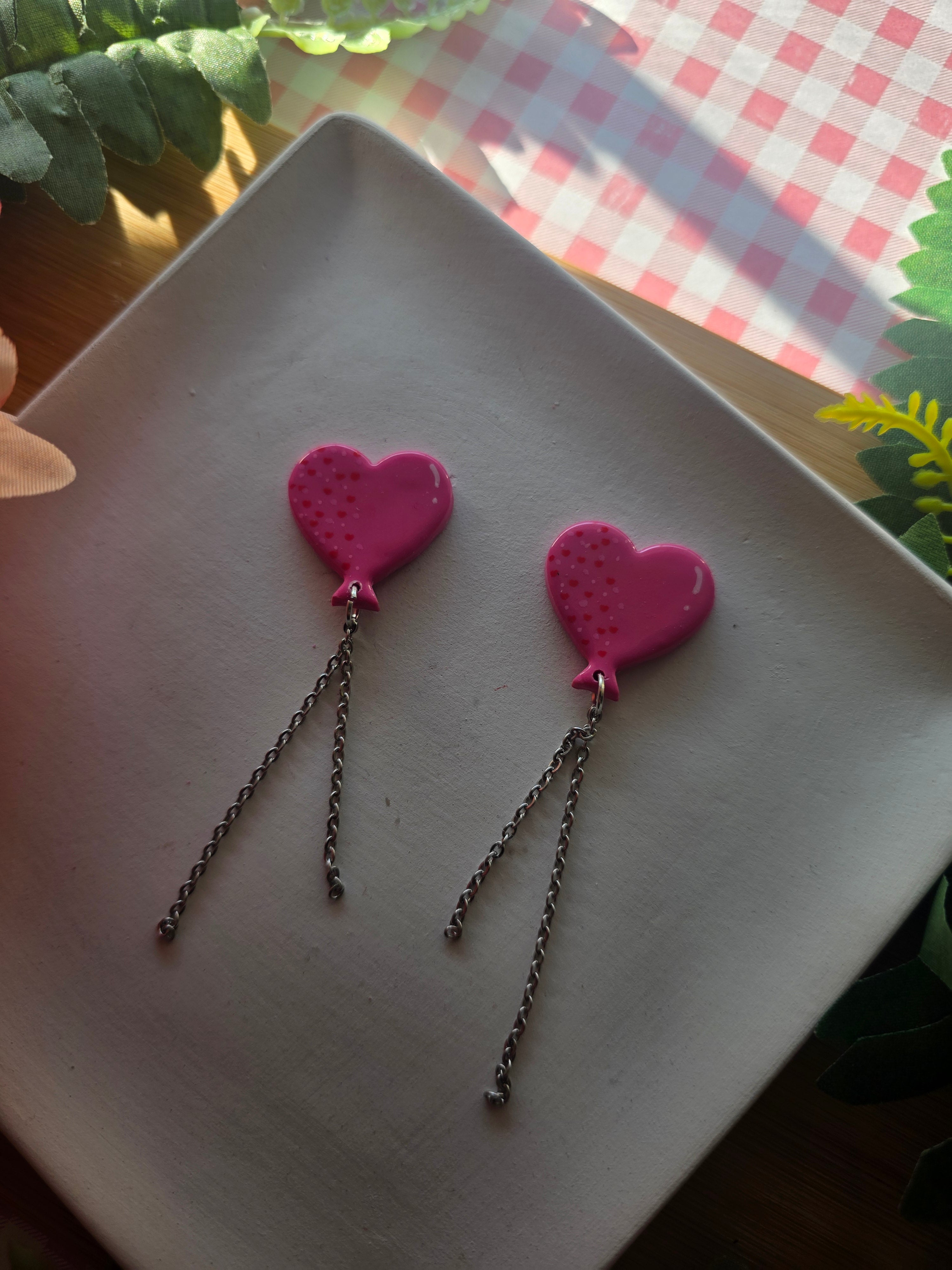 Heart Balloon Valentines Earrings