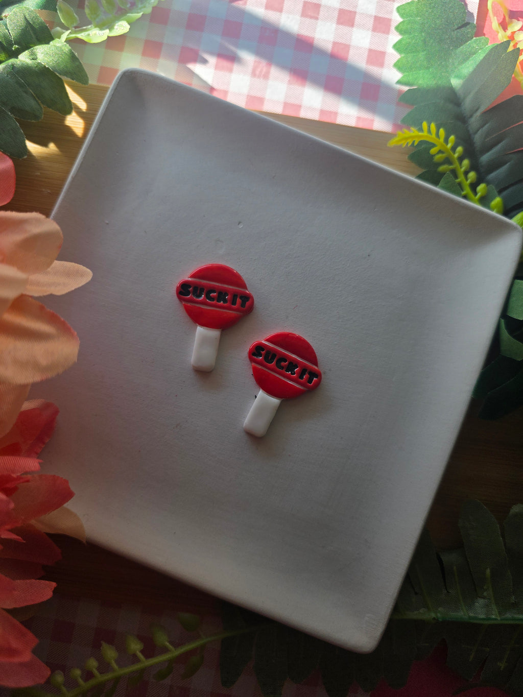 Suck It Lollipop Valentines Earrings