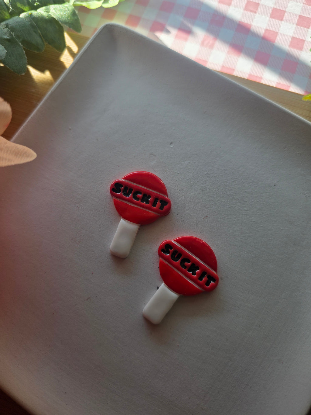 Suck It Lollipop Valentines Earrings