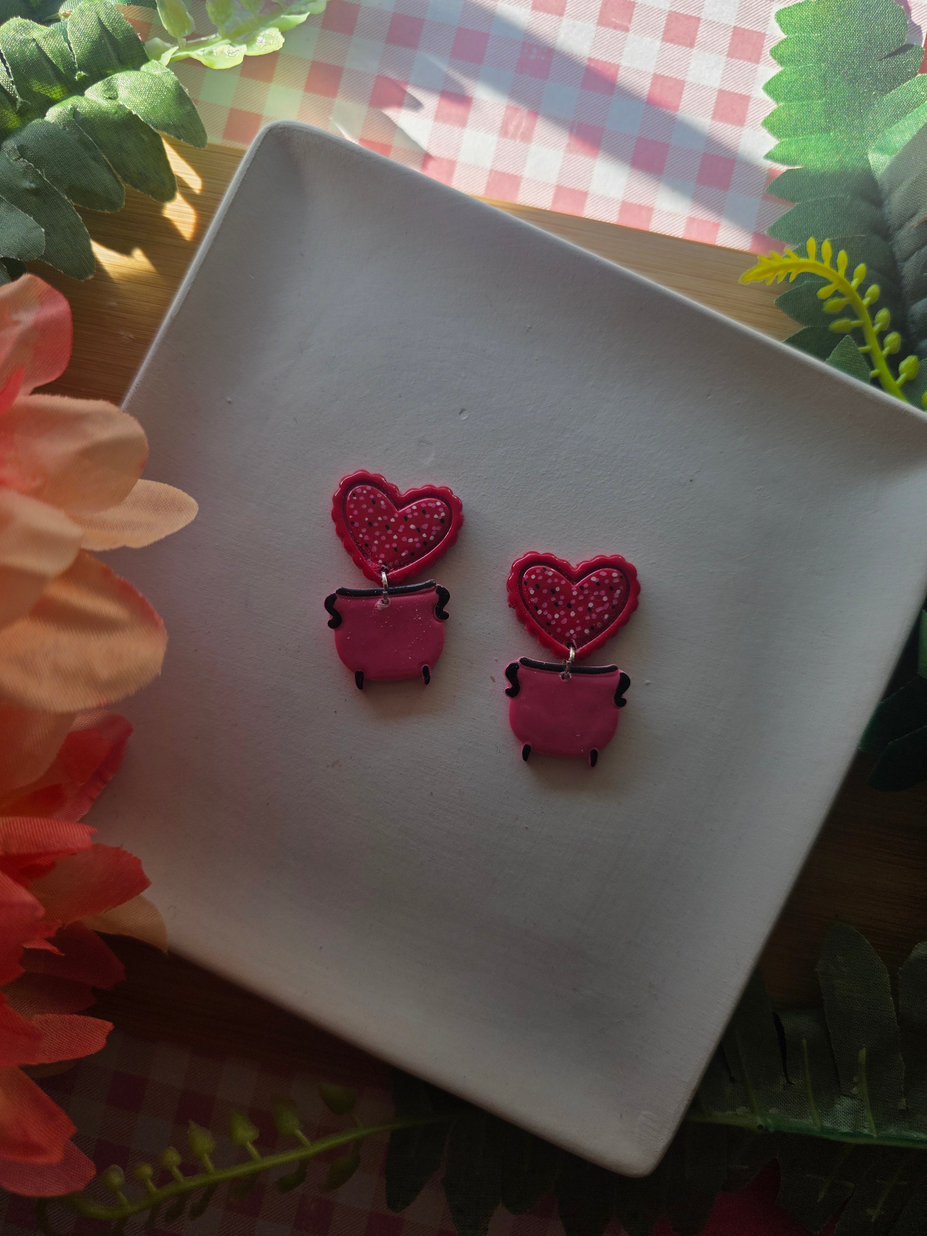 Cauldron of Love Valloween Earrings