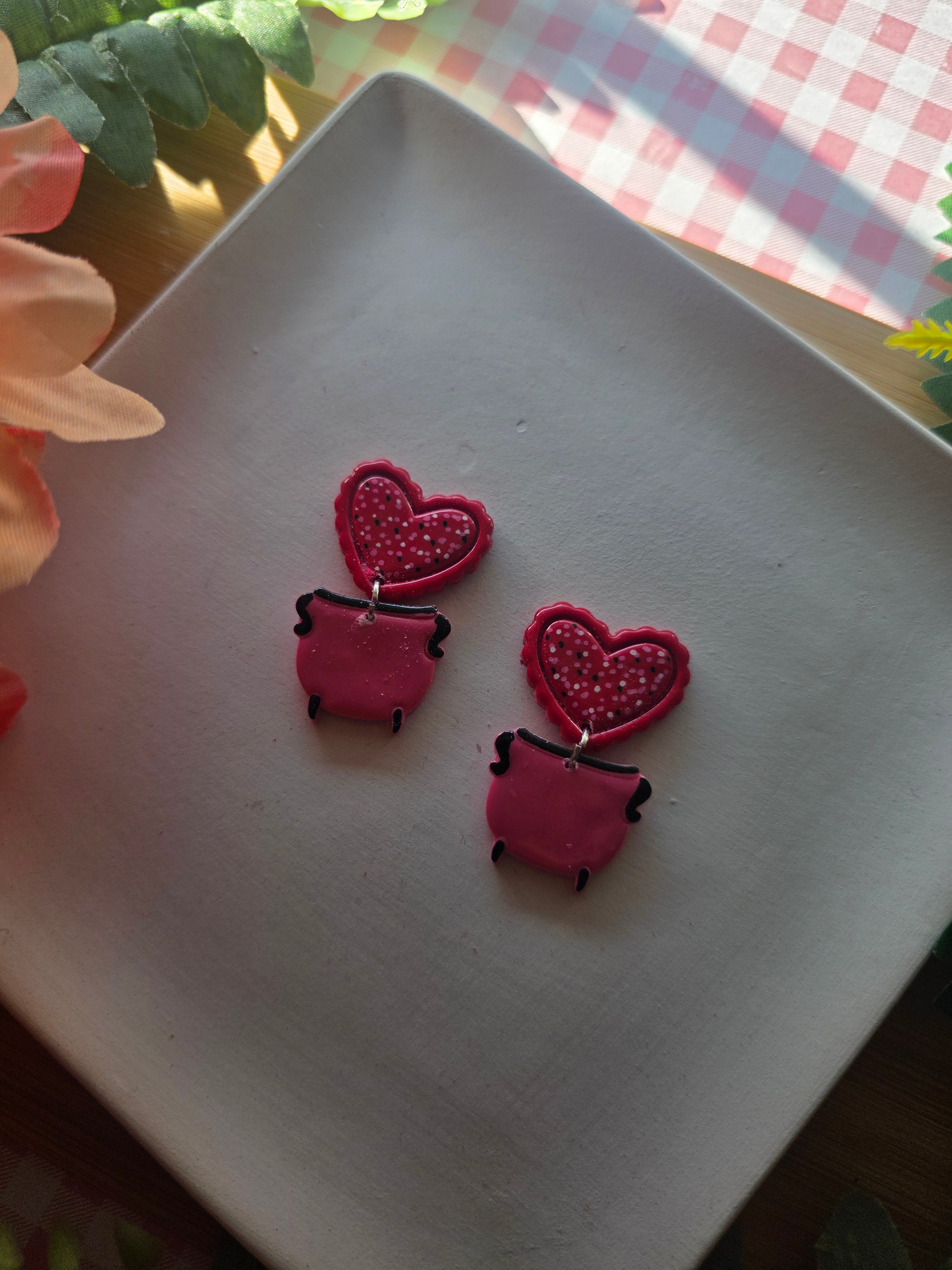 Cauldron of Love Valloween Earrings
