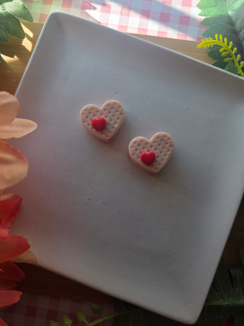 Heart Sandwich Cookie Valentines Earrings
