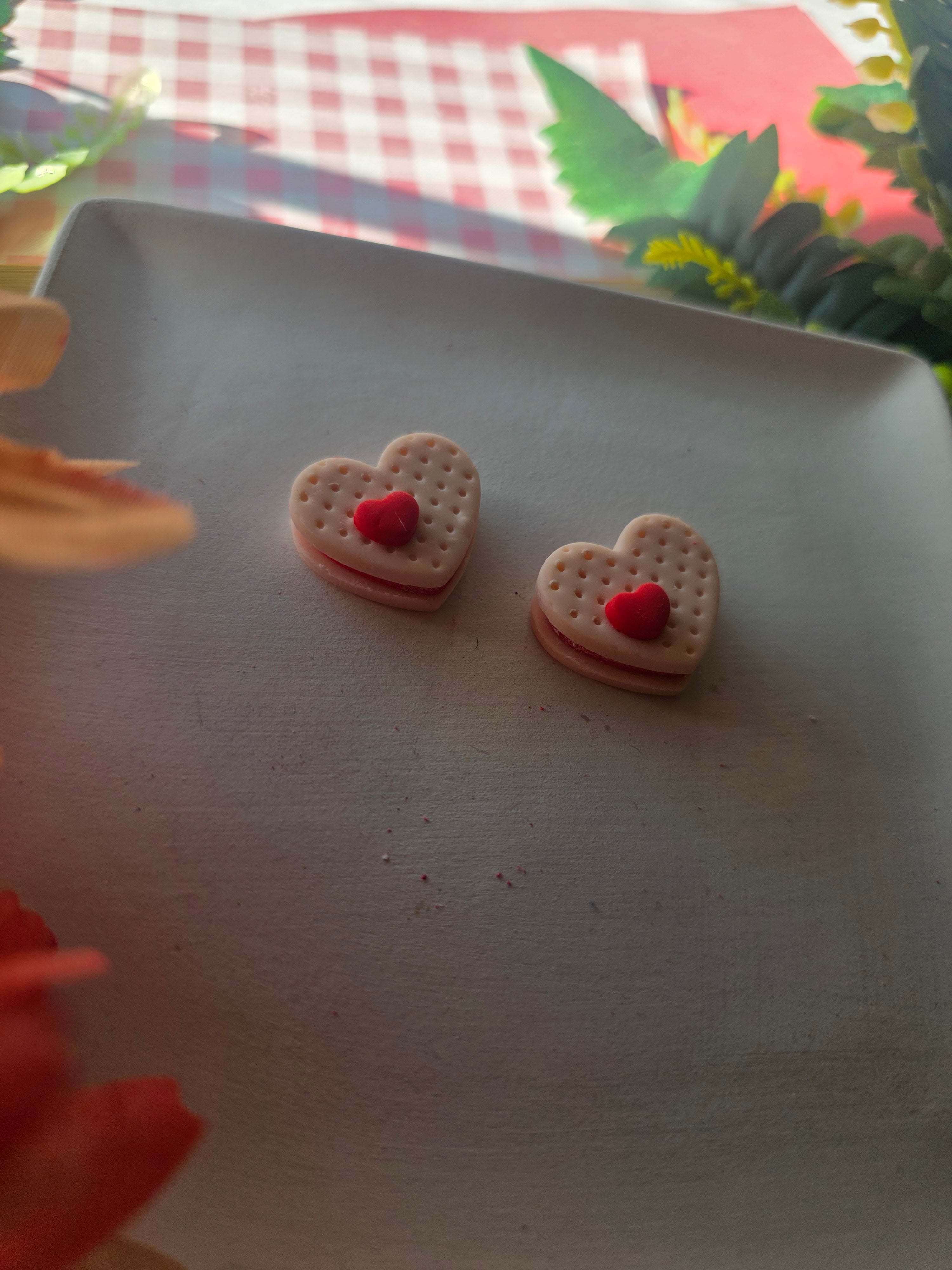 Heart Sandwich Cookie Valentines Earrings