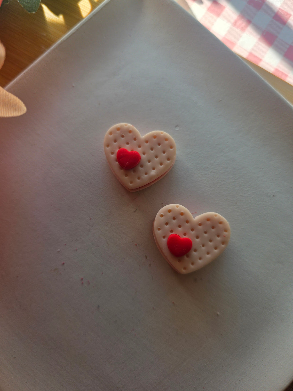 Heart Sandwich Cookie Valentines Earrings