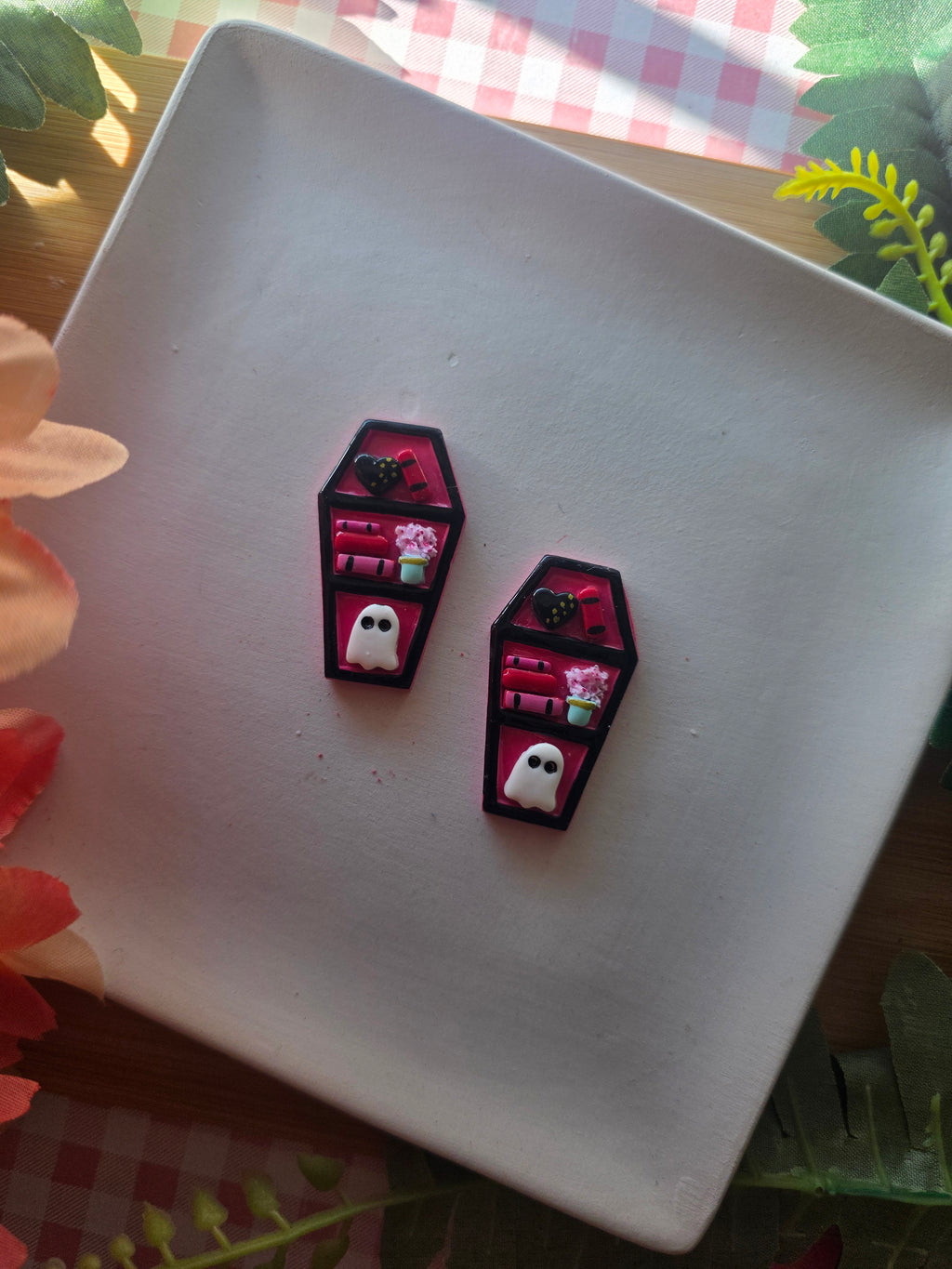 Coffin of Love Bookshelf Earrings