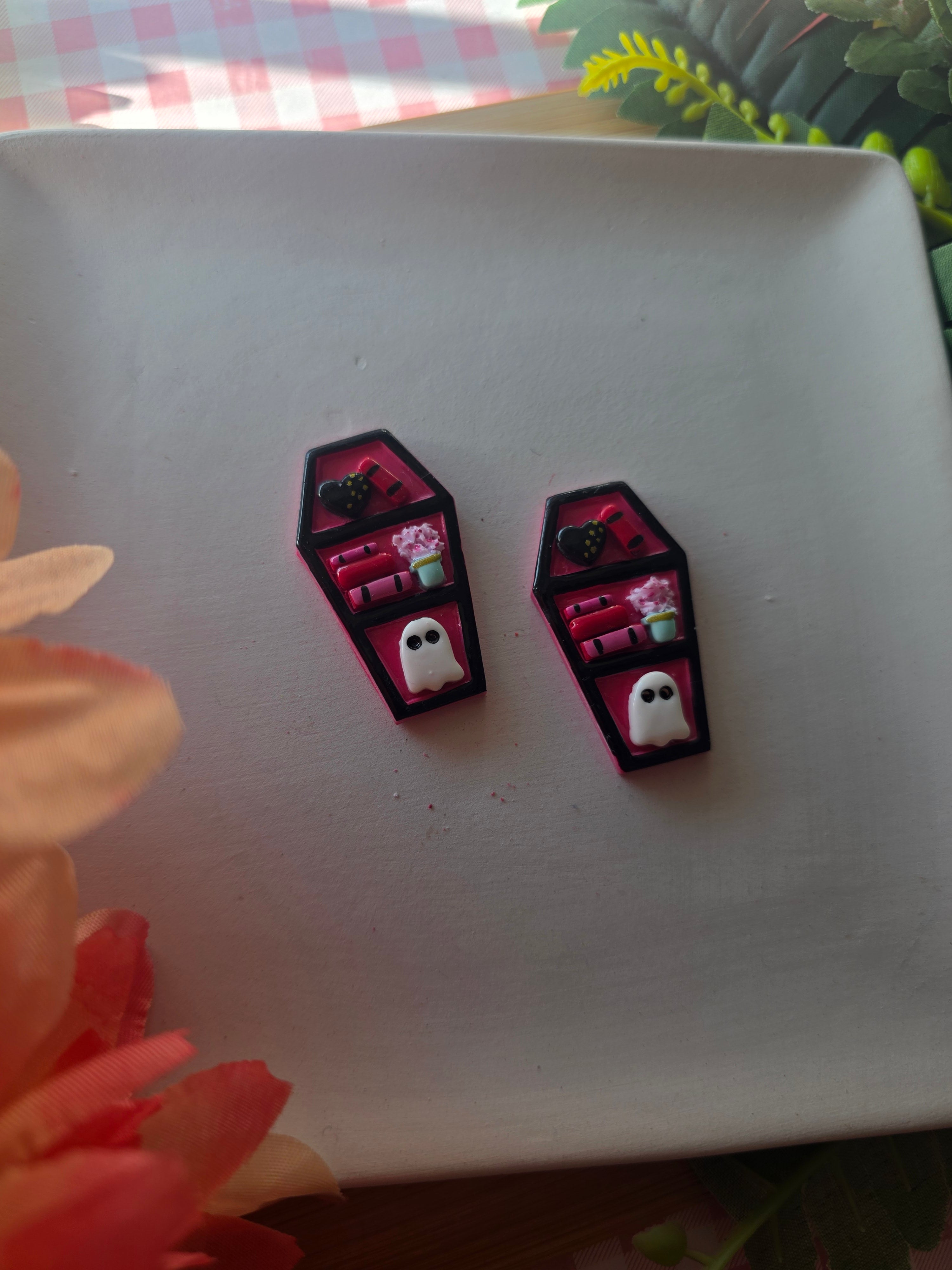 Coffin of Love Bookshelf Earrings