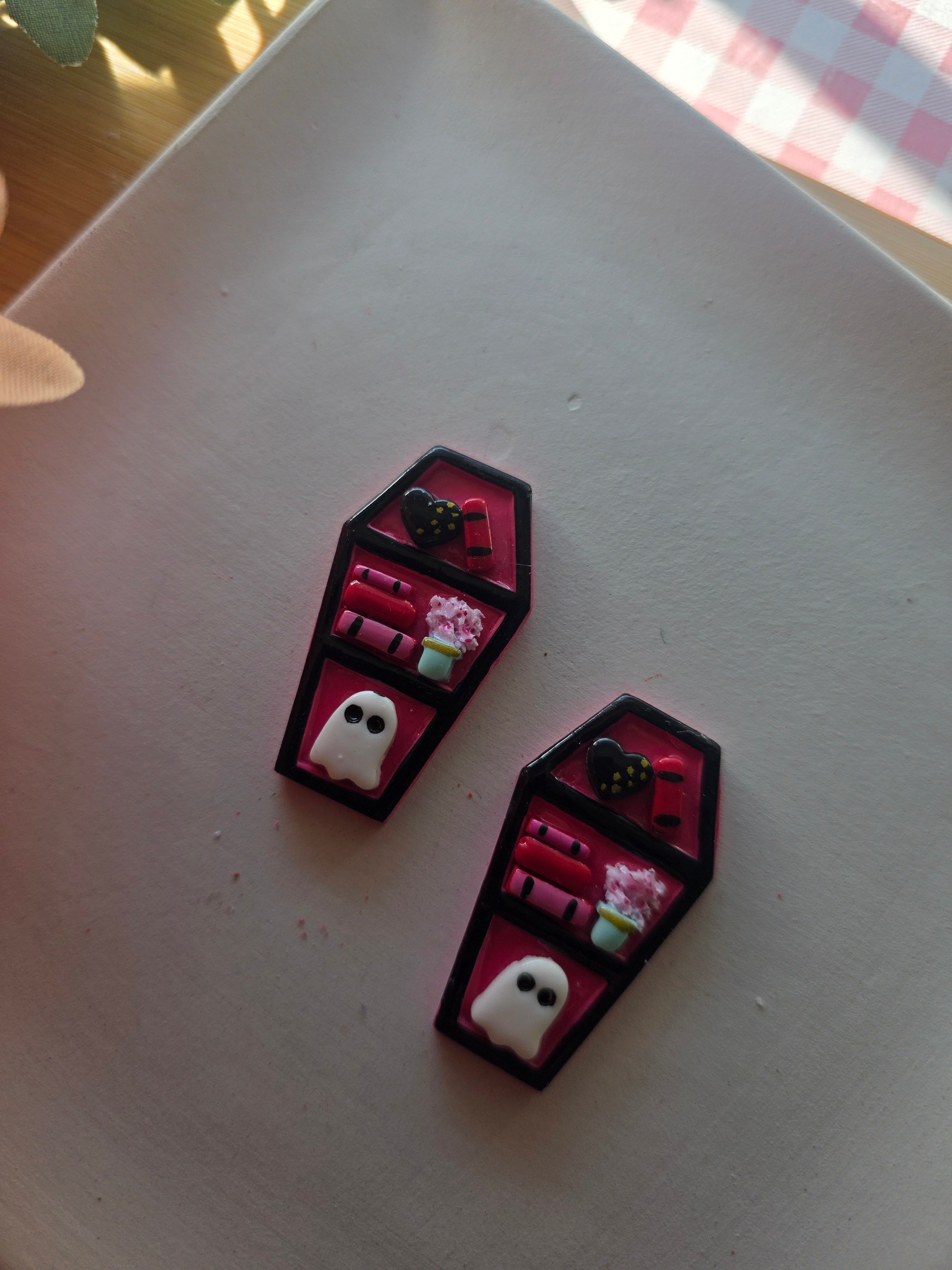 Coffin of Love Bookshelf Earrings