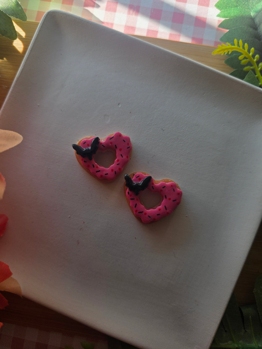 Heart Shaped Valloween Donut Earrings