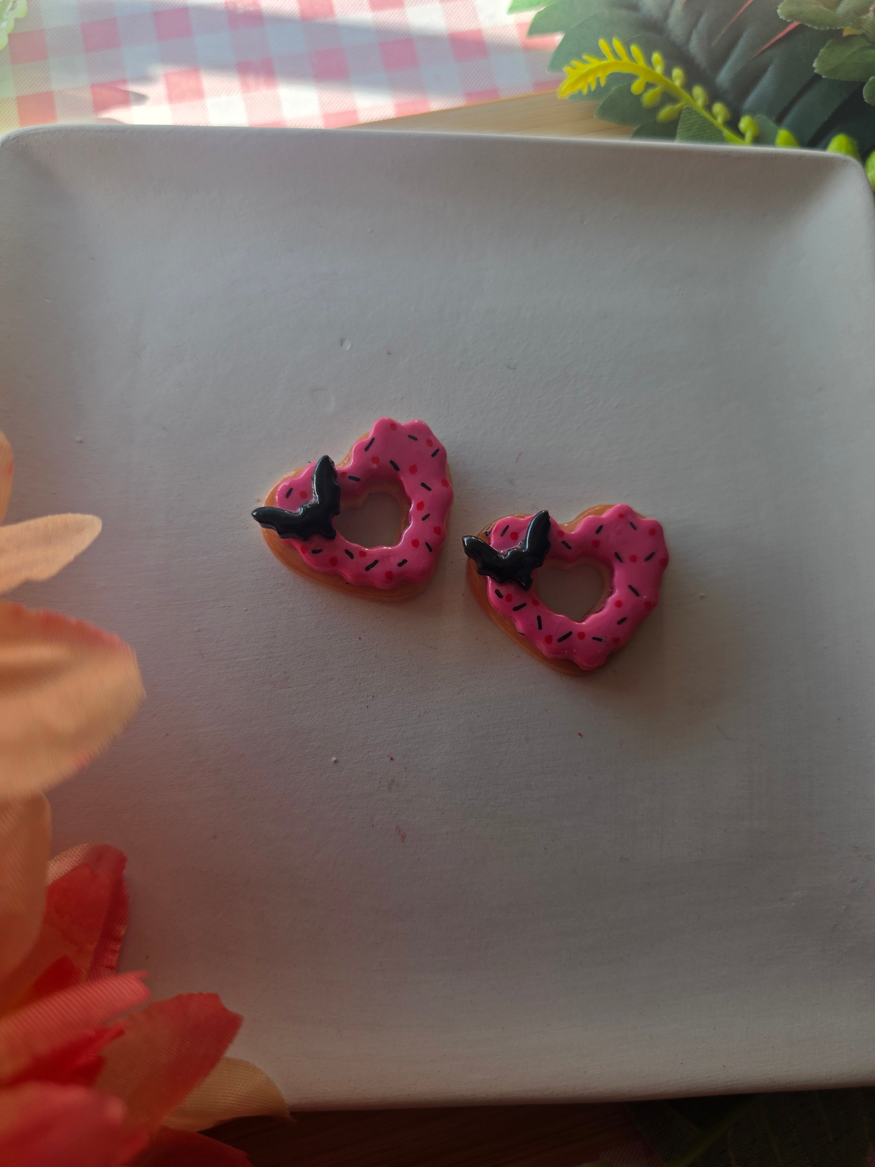 Heart Shaped Valloween Donut Earrings