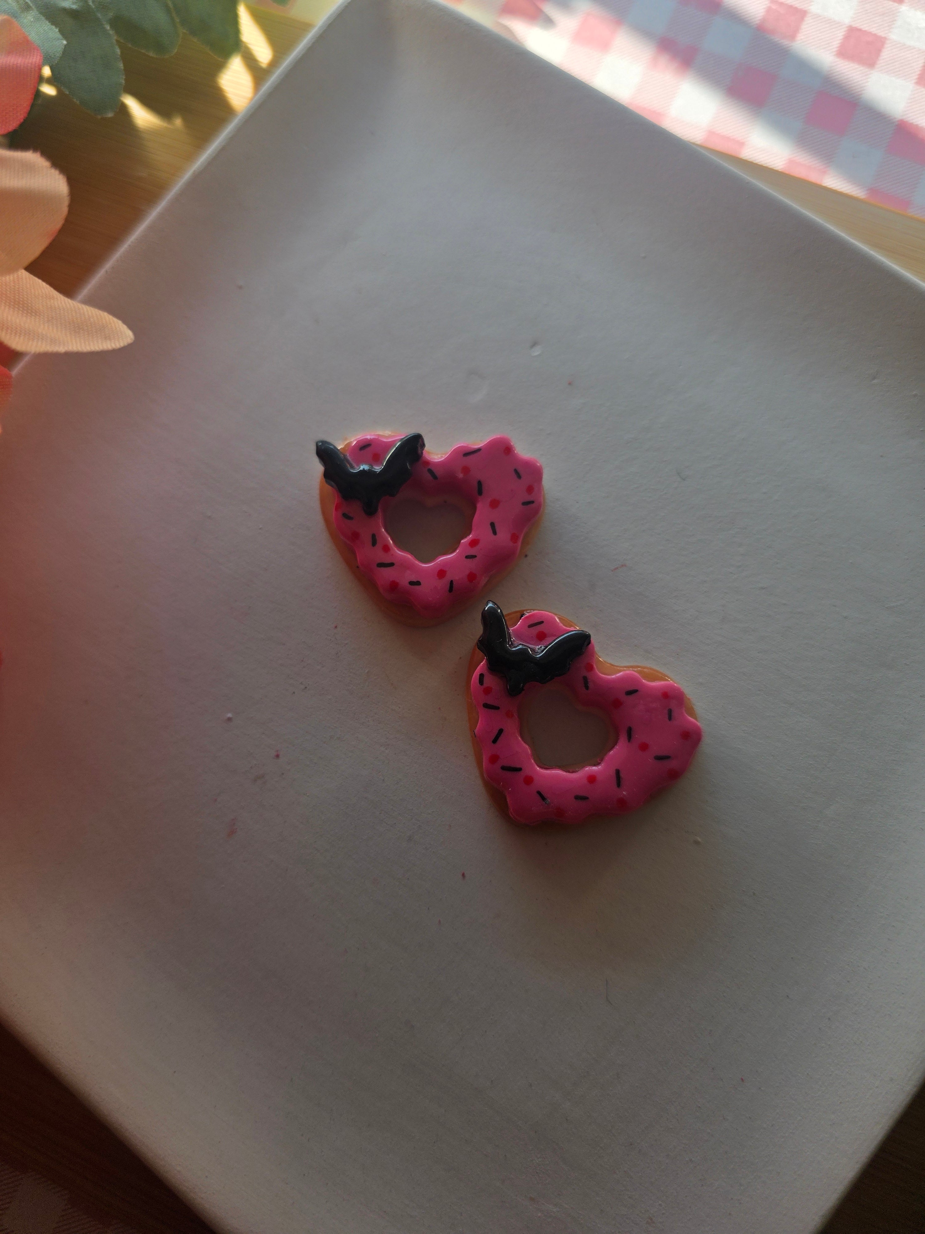 Heart Shaped Valloween Donut Earrings