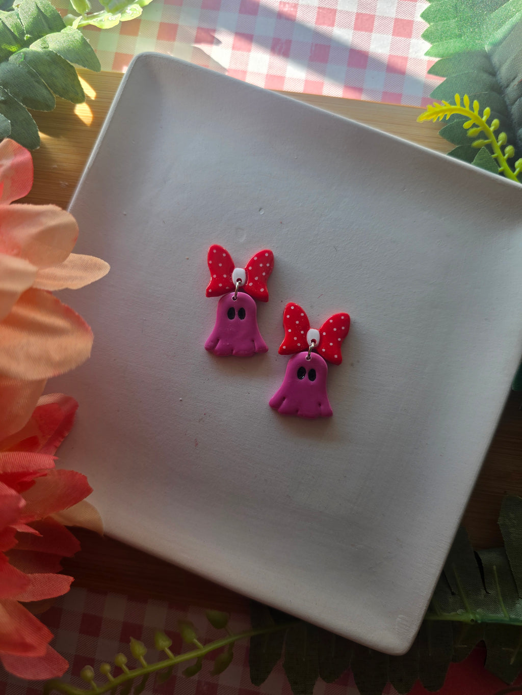 Pink Ghost Valloween Earrings
