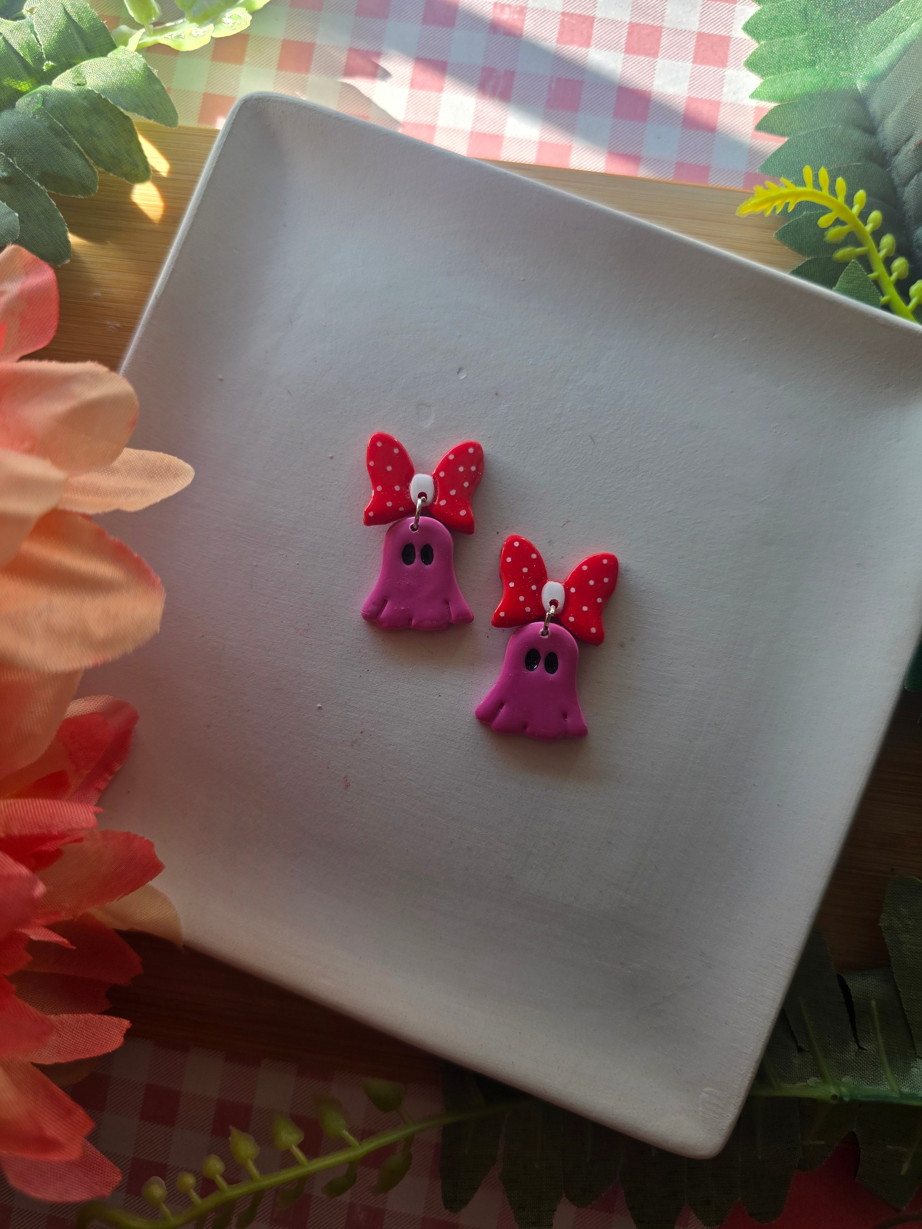 Pink Ghost Valloween Earrings