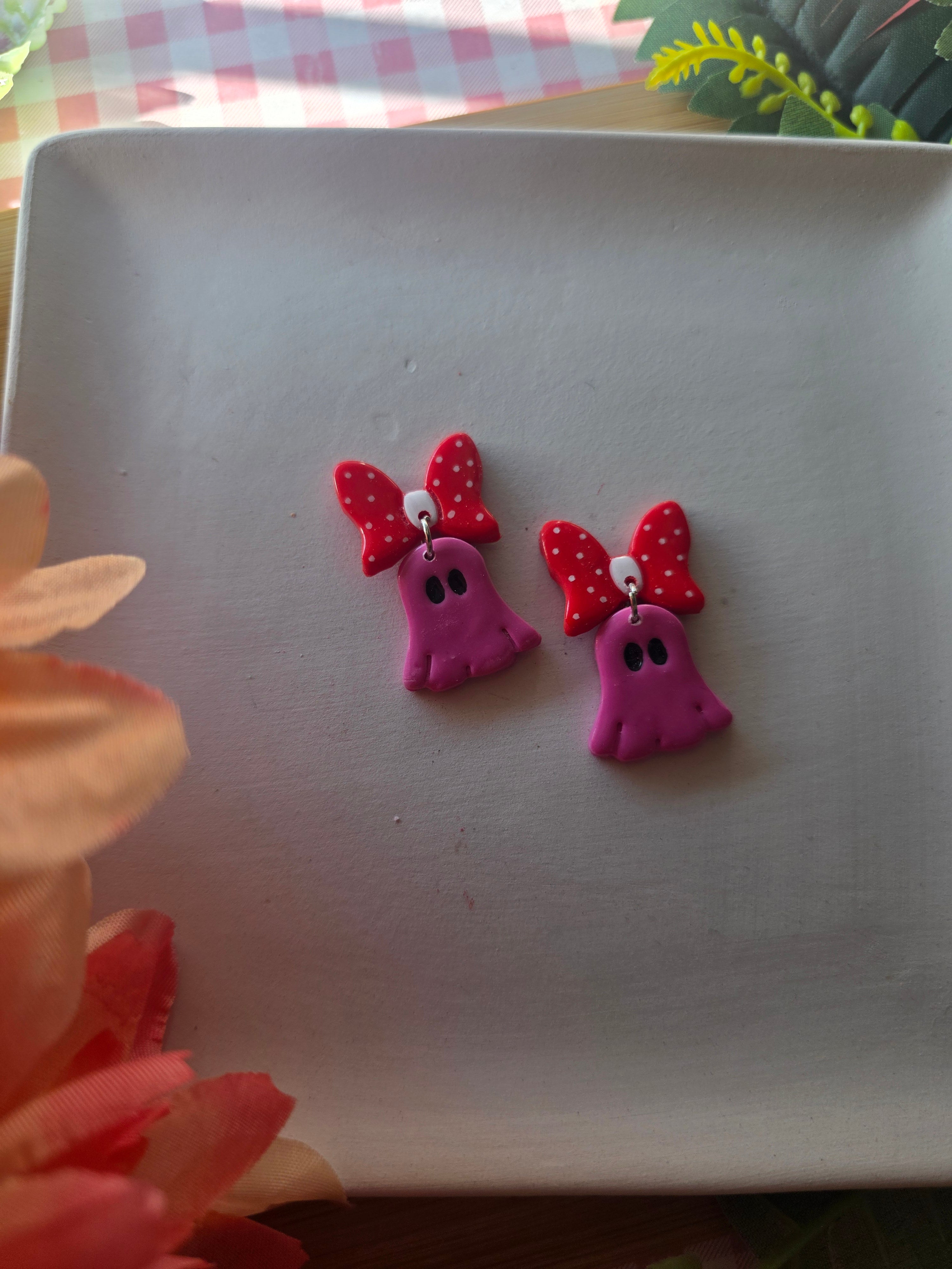 Pink Ghost Valloween Earrings
