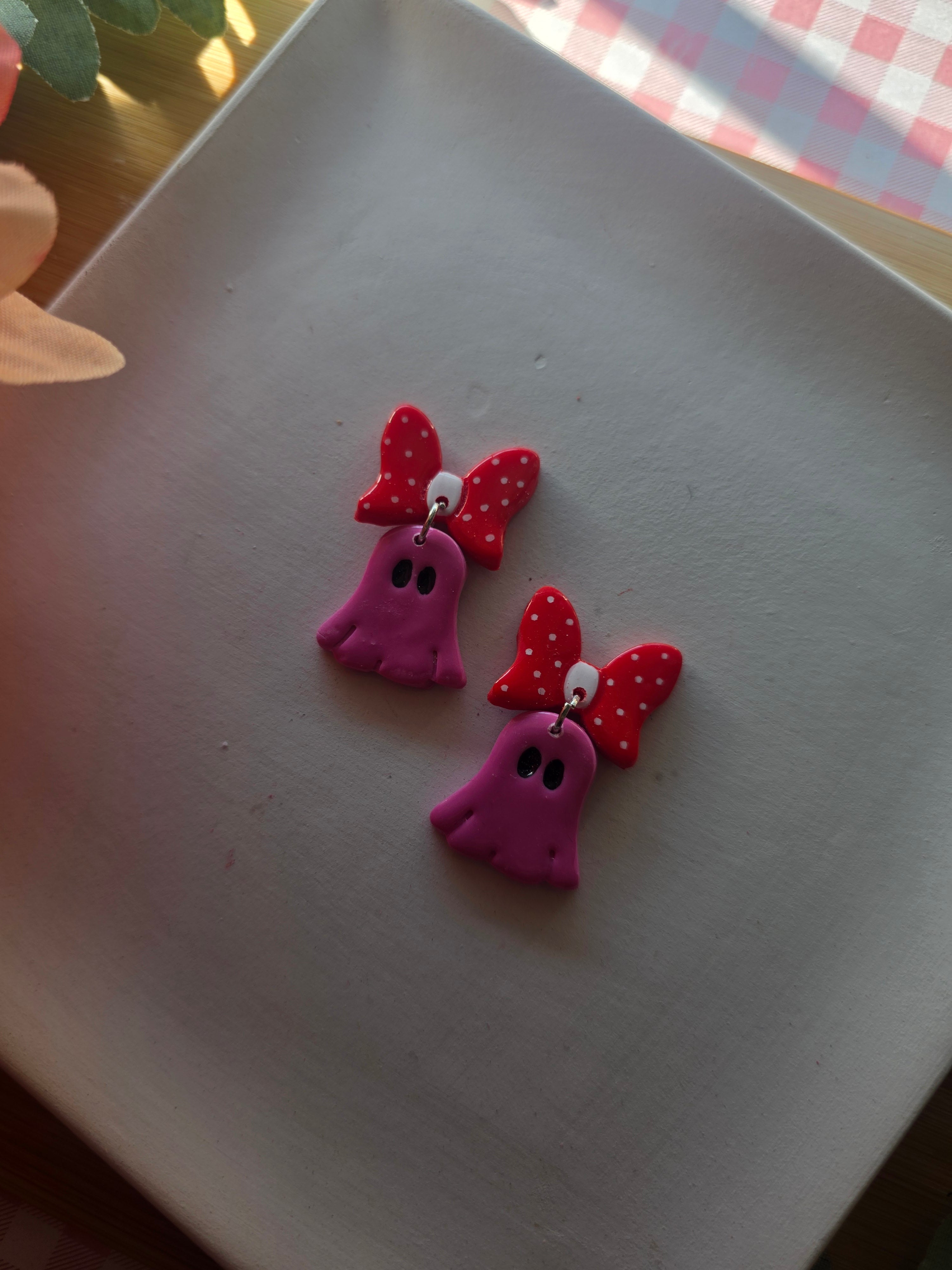 Pink Ghost Valloween Earrings