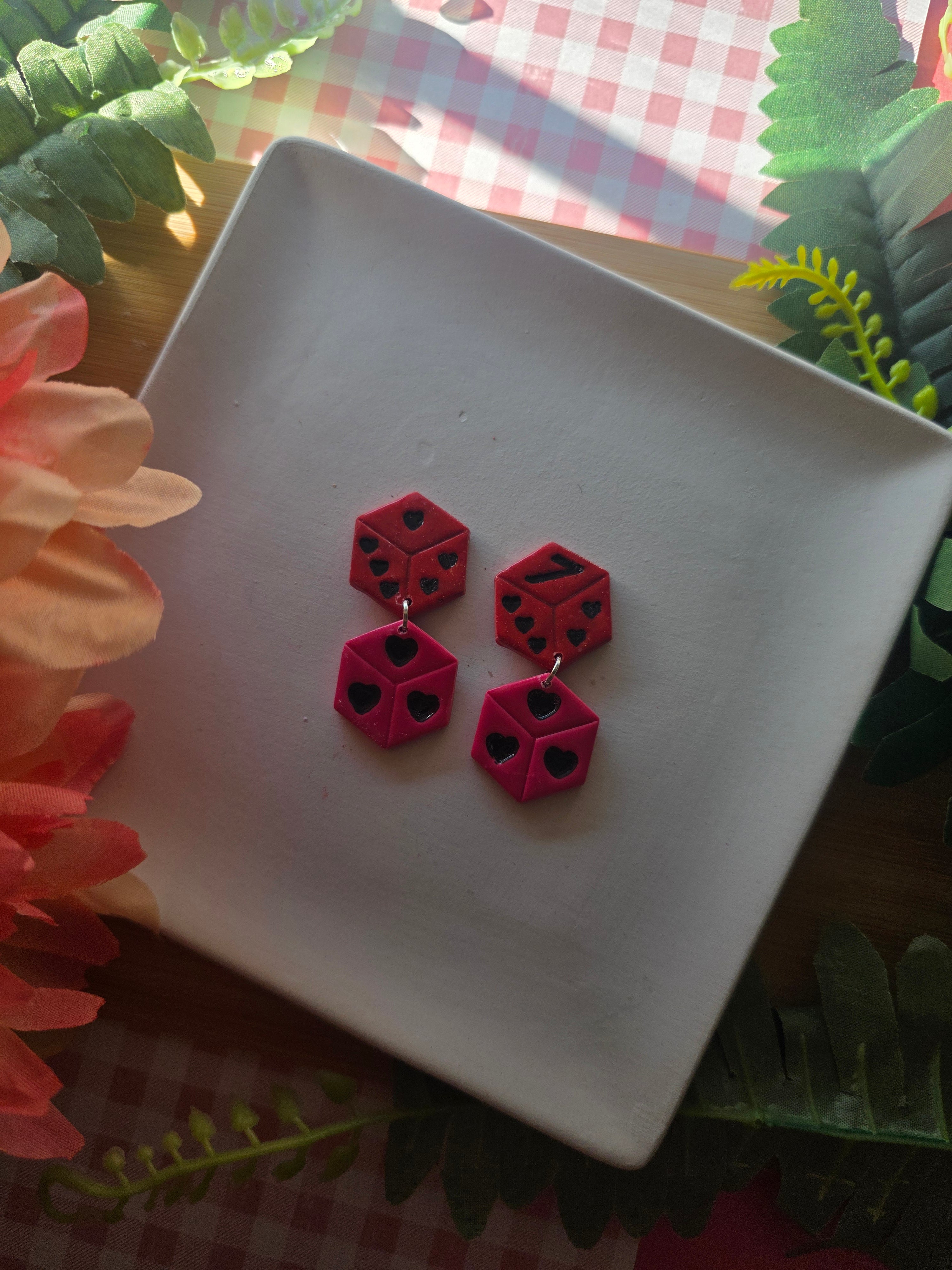 Love Dice Valentines Earrings