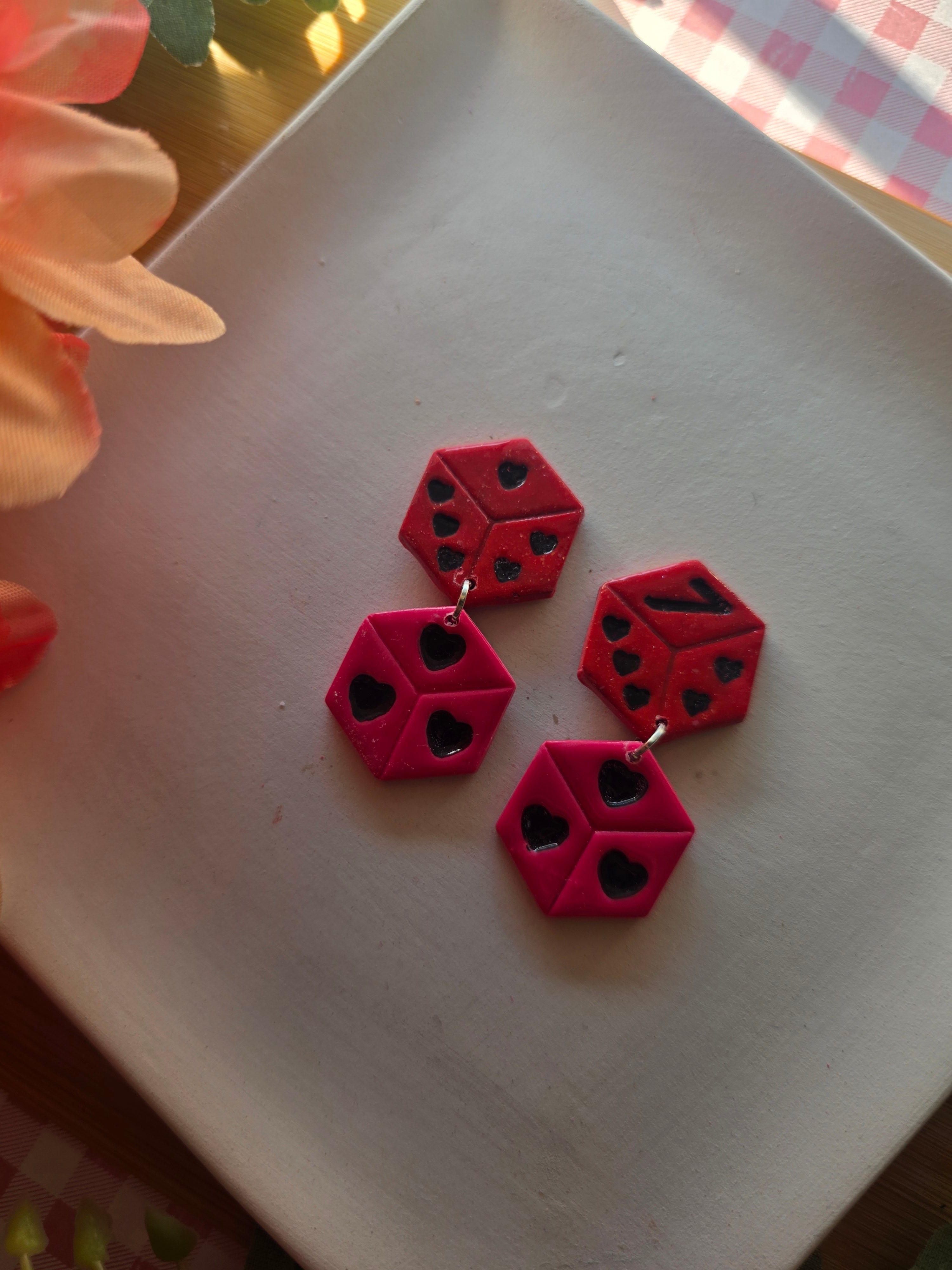 Love Dice Valentines Earrings