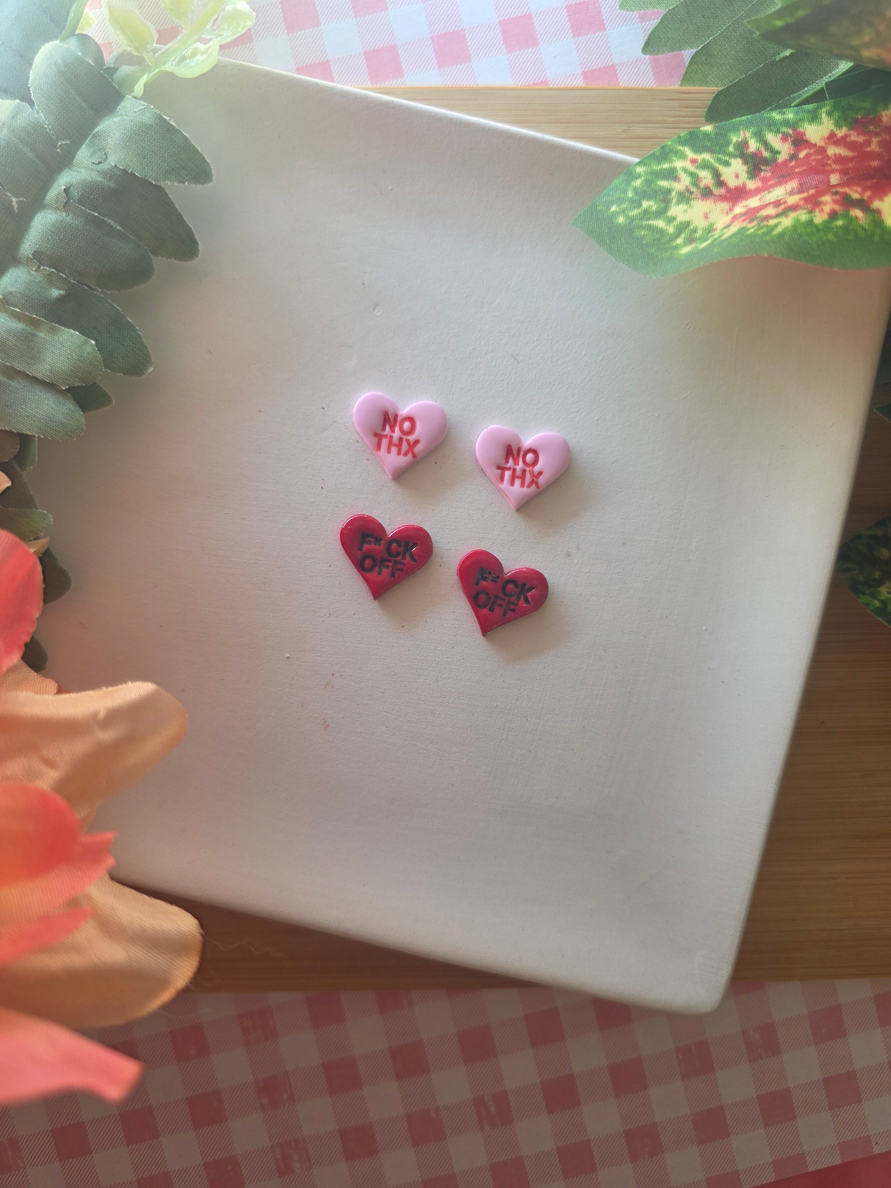 Conversation Heart Valentines Stud Earrings