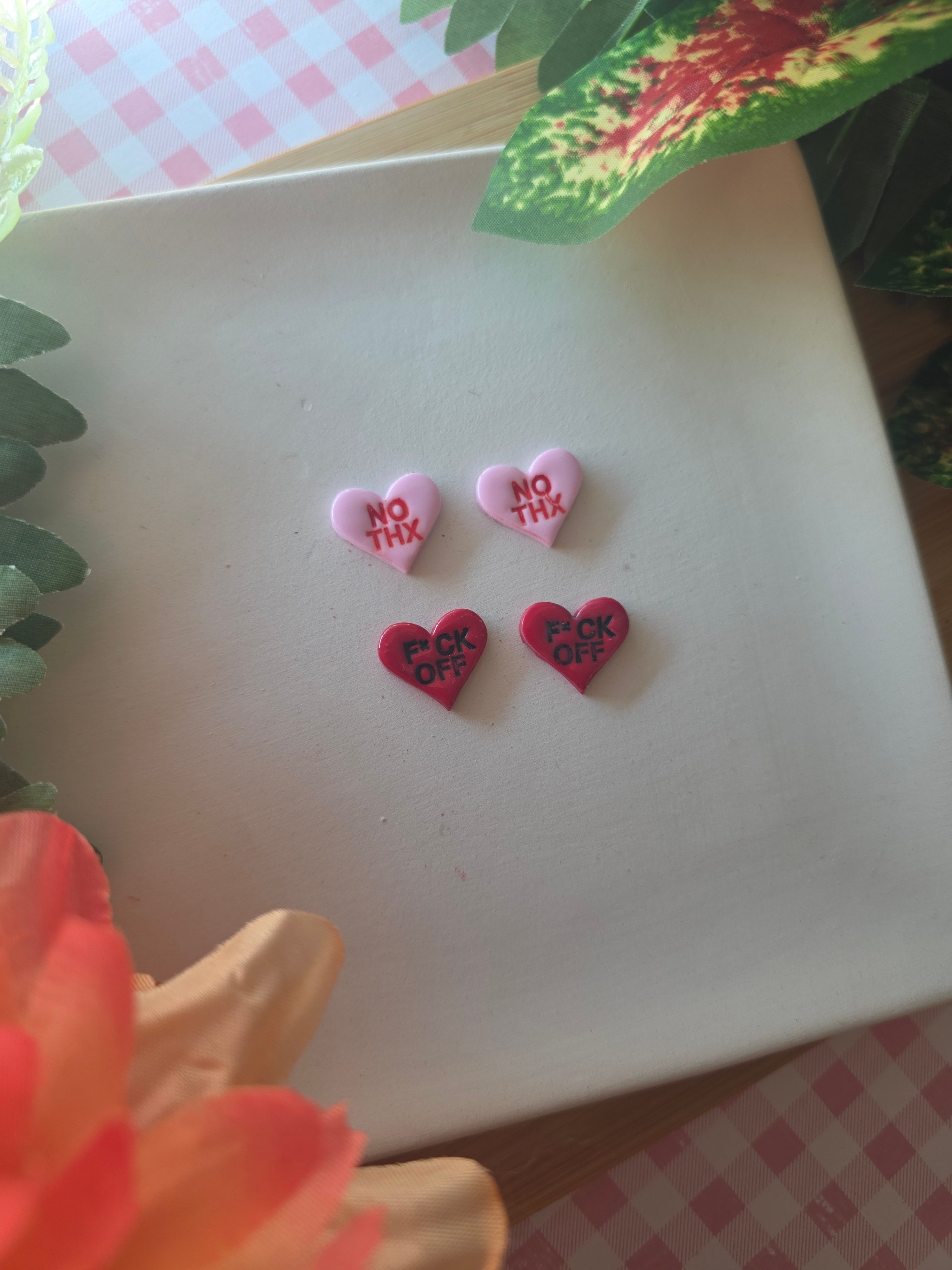 Conversation Heart Valentines Stud Earrings