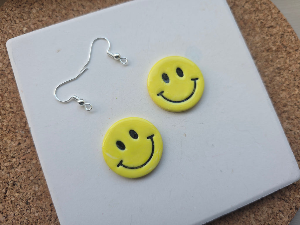 Smiley Face Clay Earrings