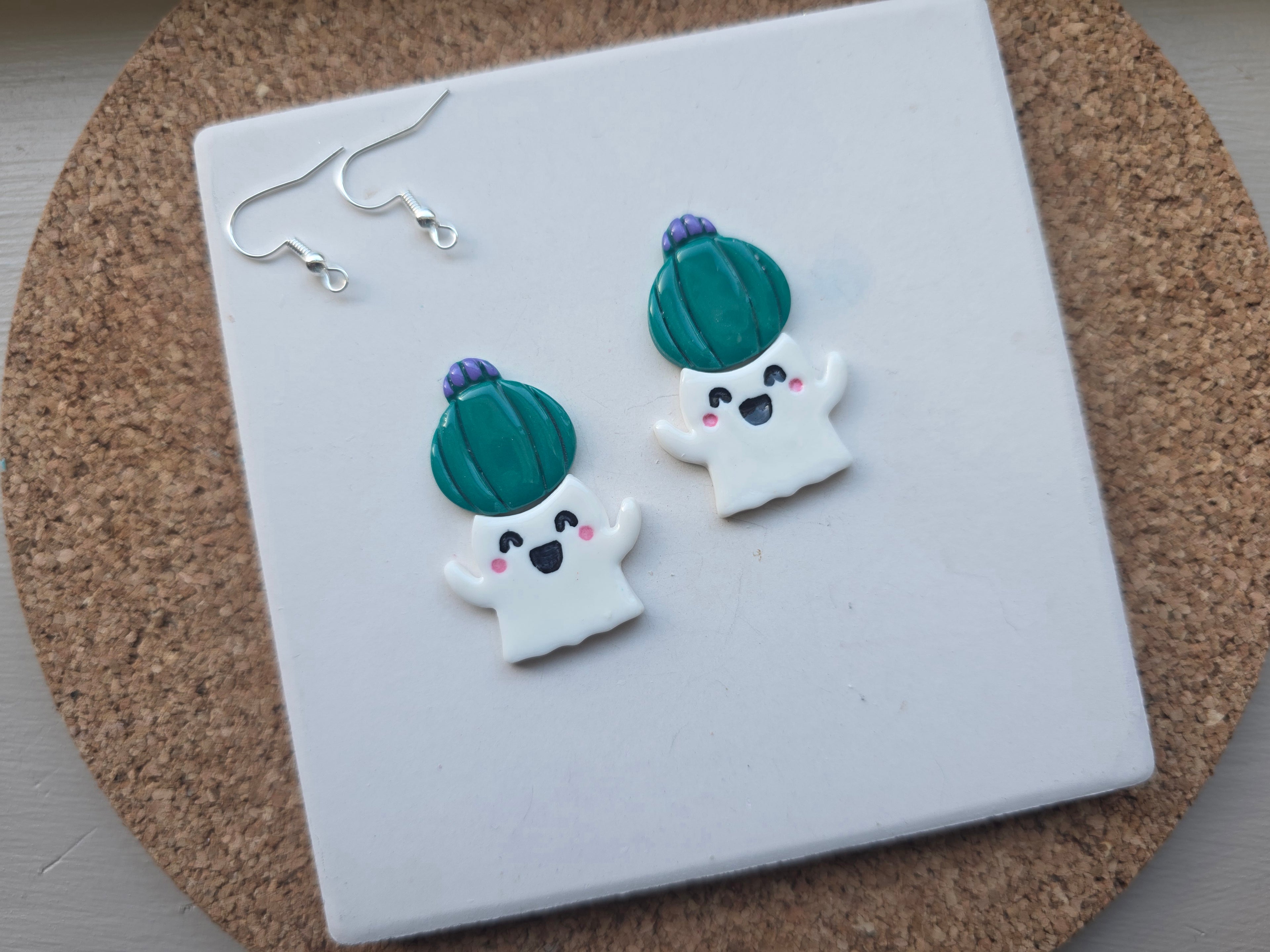 Ghost Planter and Succulent Earrings