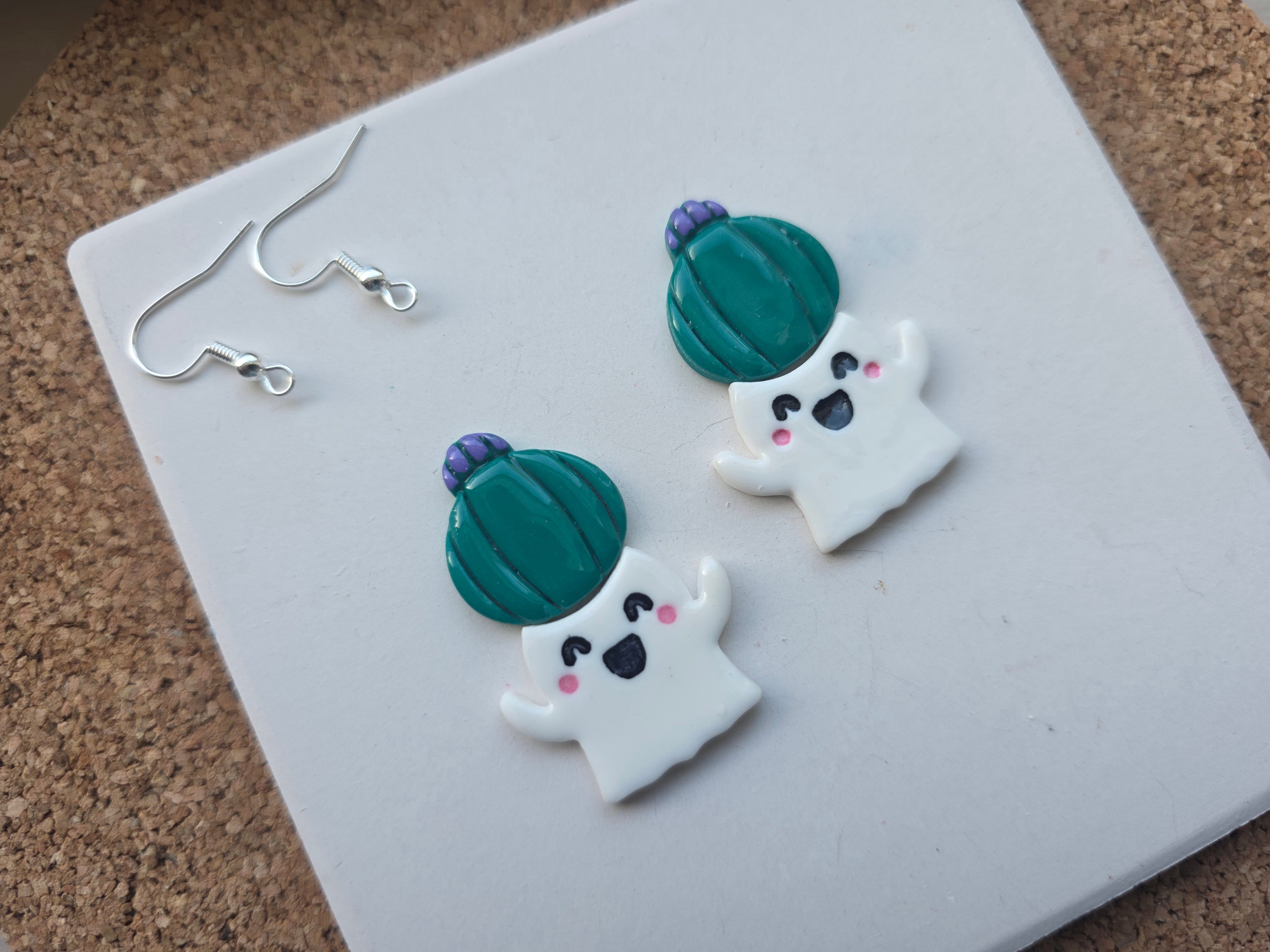 Ghost Planter and Succulent Earrings