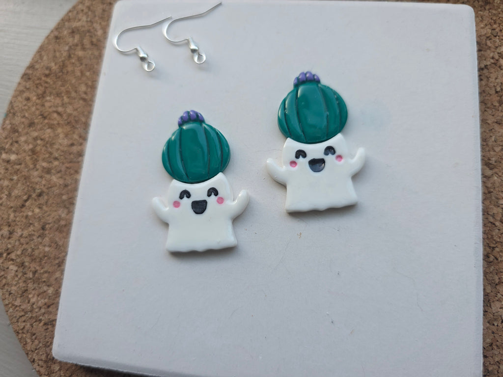 Ghost Planter and Succulent Earrings
