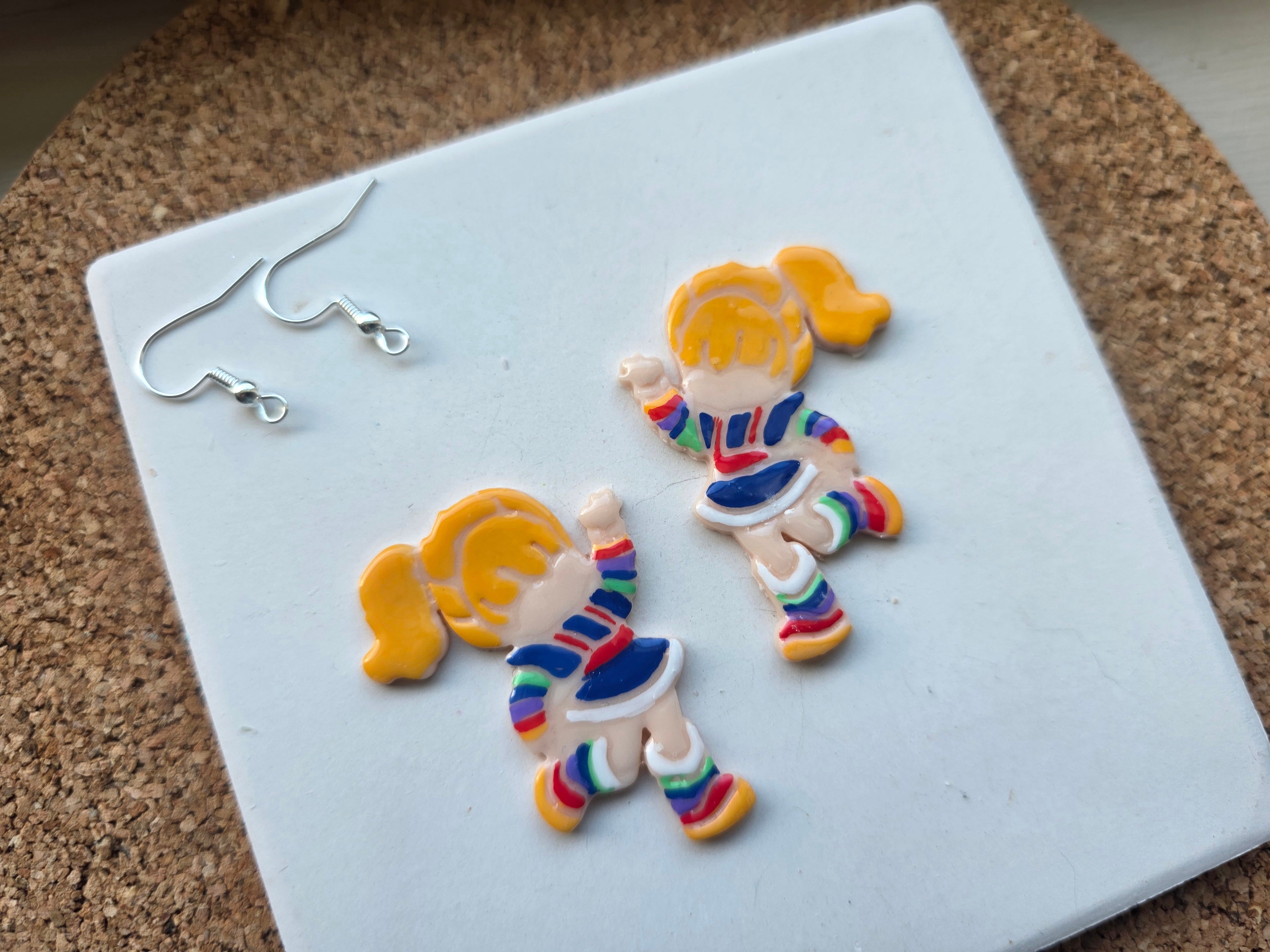 Rainbow Brite Clay Earrings
