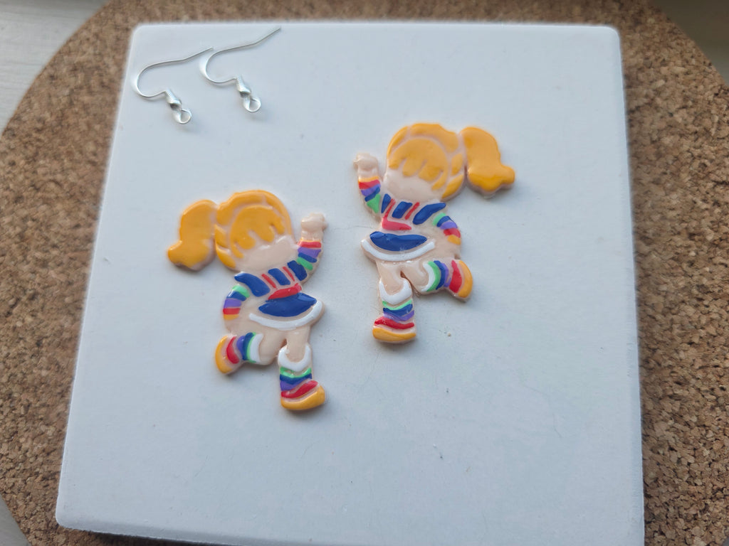 Rainbow Brite Clay Earrings