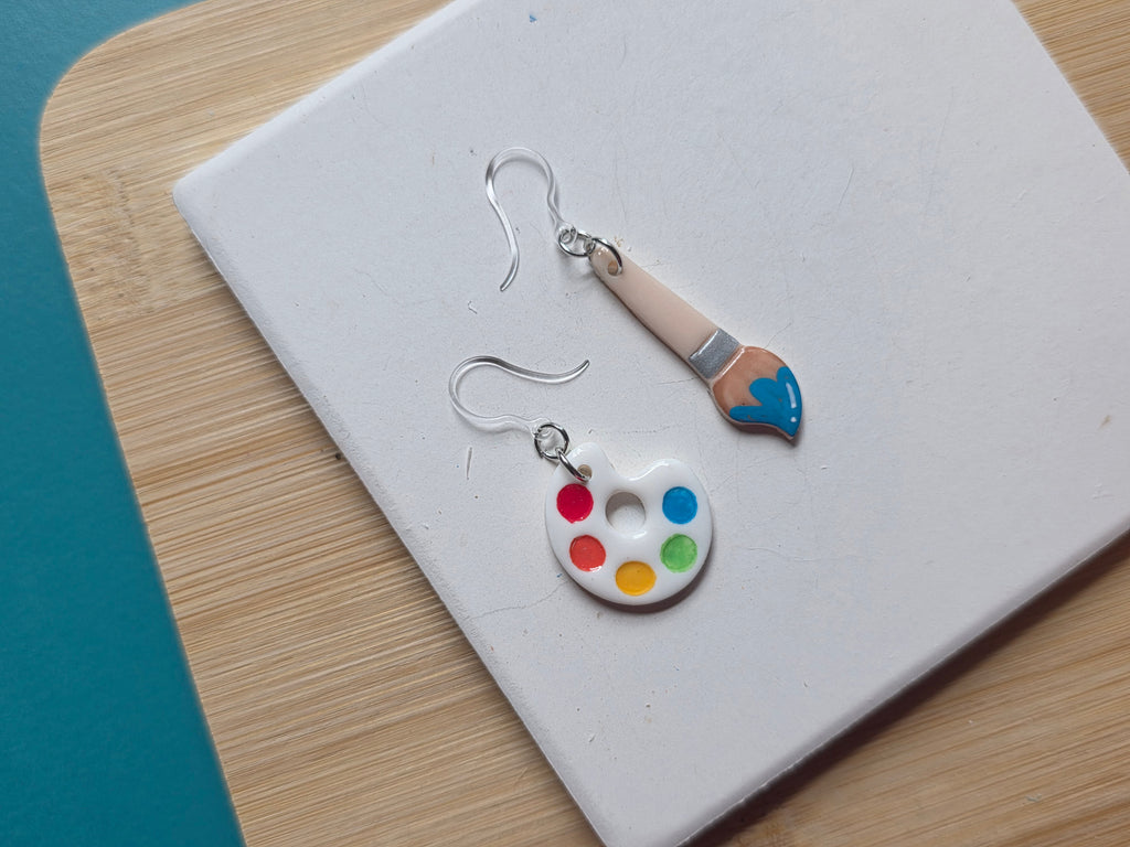 Palette and Brush Clay Earrings