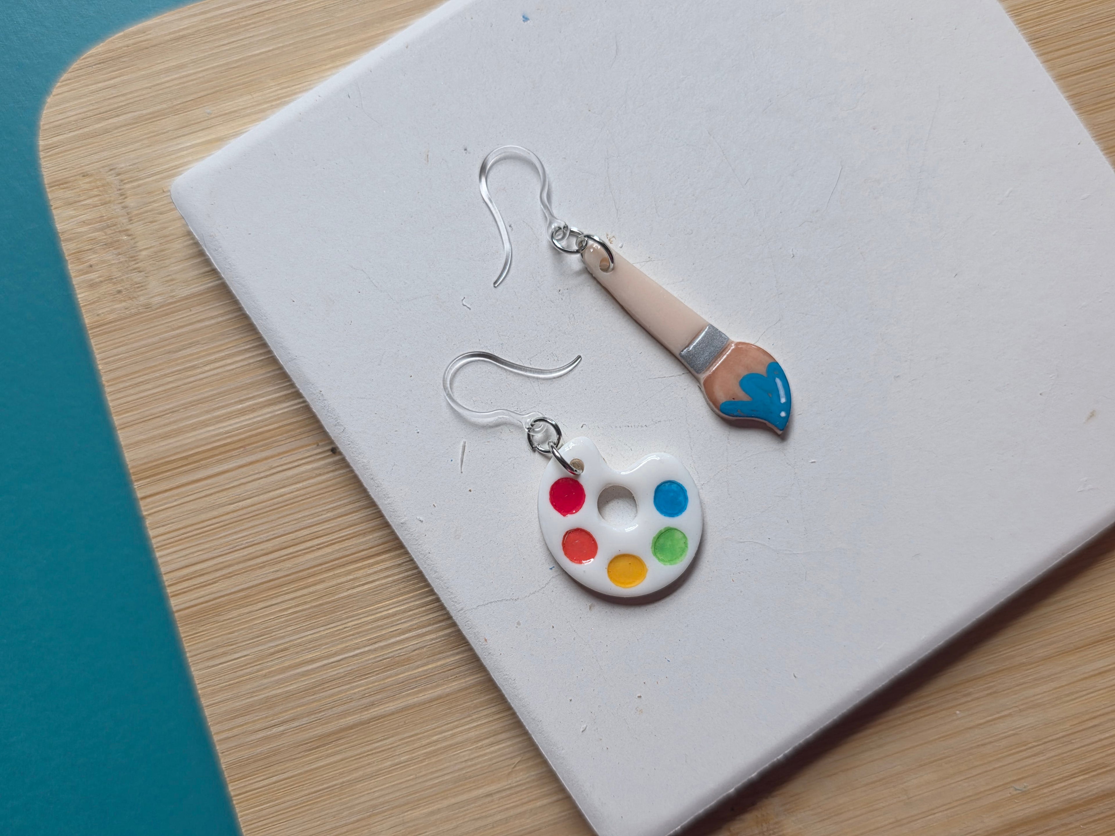 Palette and Brush Clay Earrings
