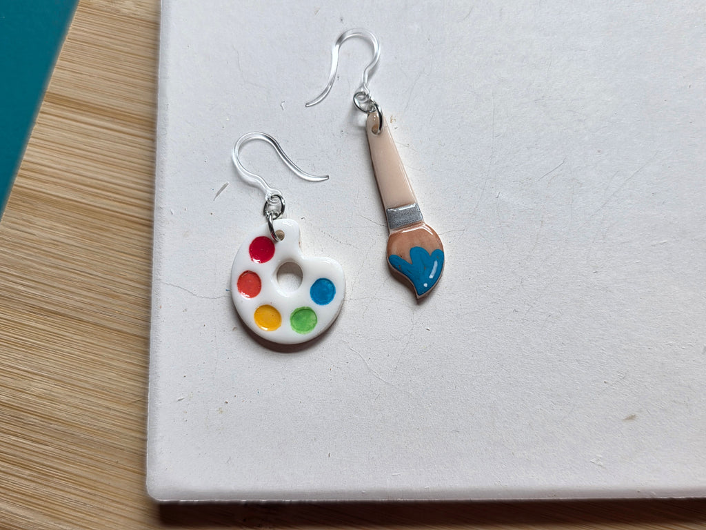 Palette and Brush Clay Earrings