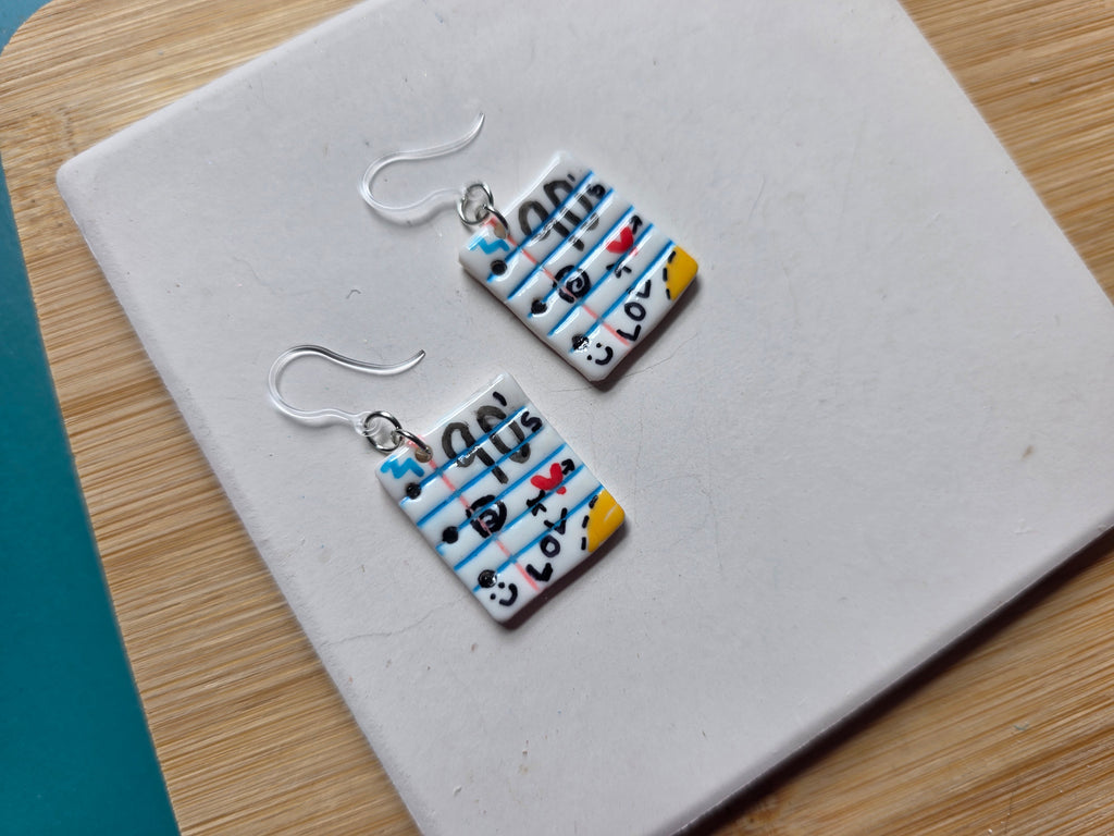 90's Notebook Paper Clay Earrings