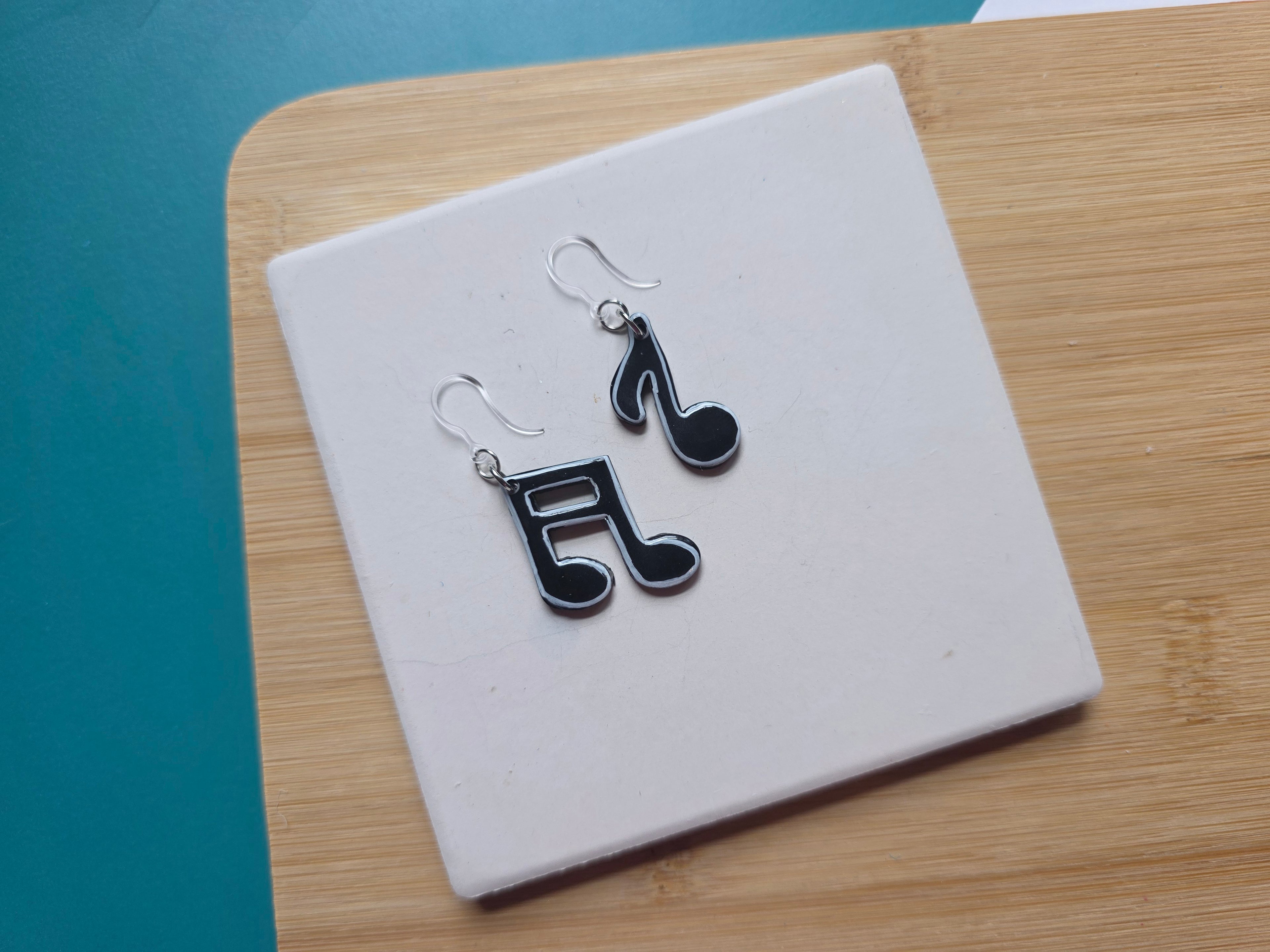 Musical Note Clay Earrings