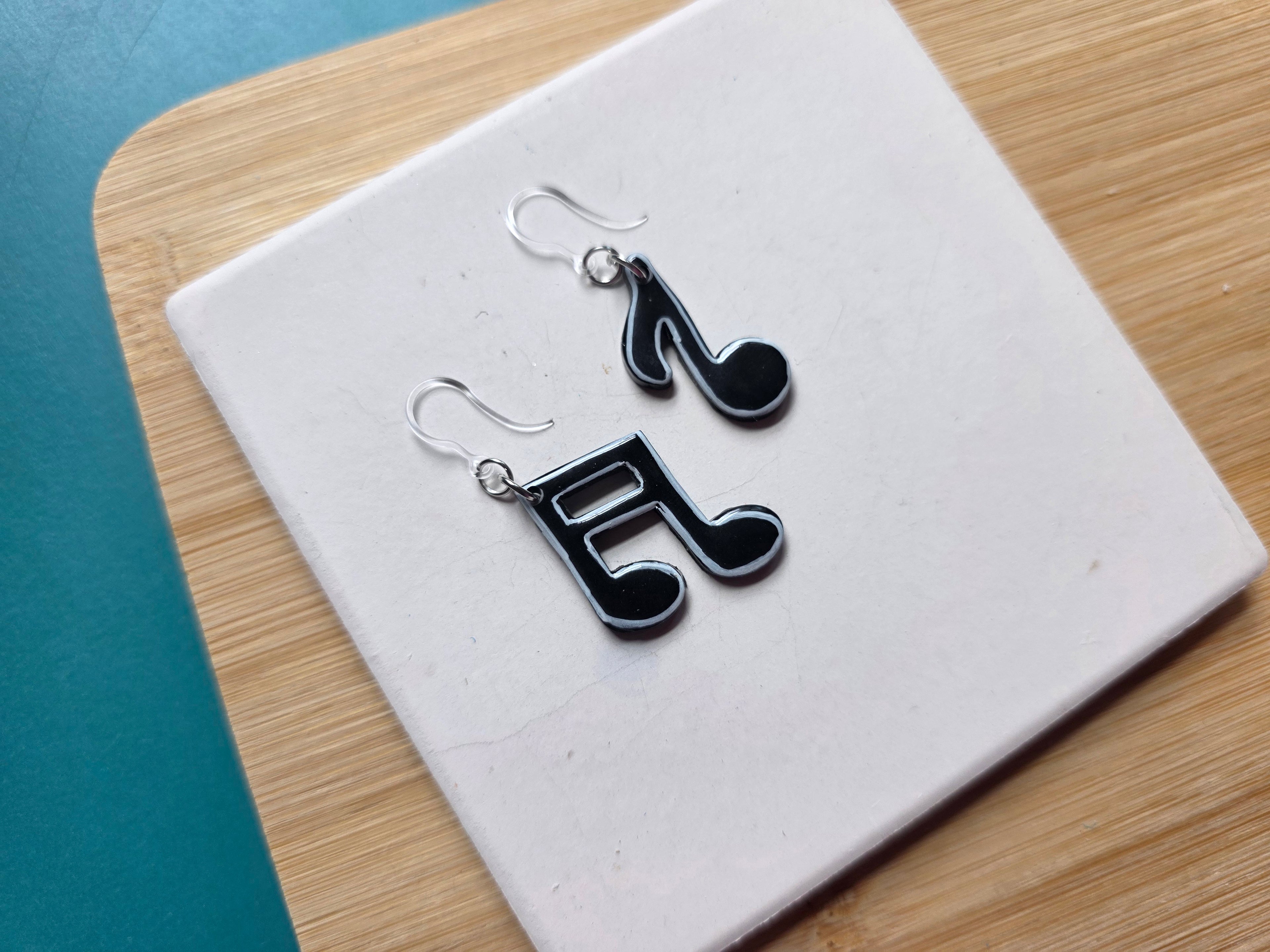 Musical Note Clay Earrings