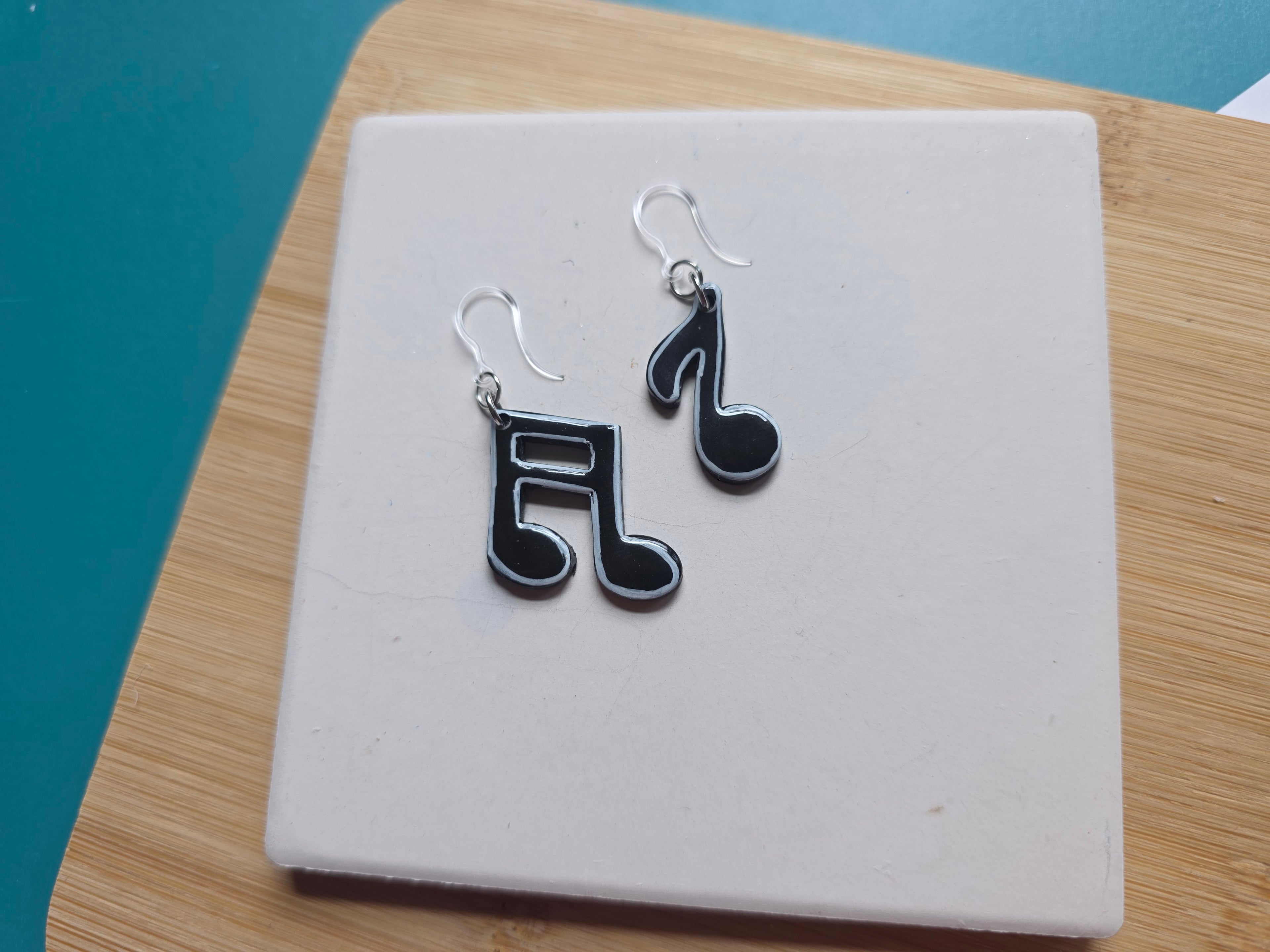 Musical Note Clay Earrings