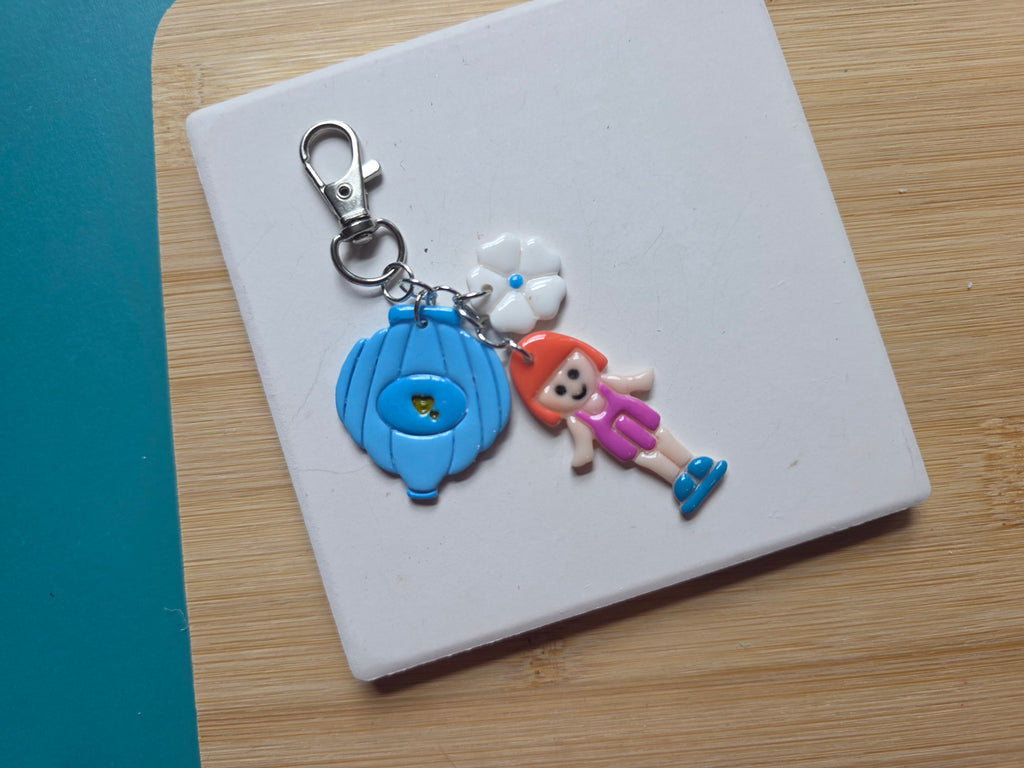 Pocket Doll Clay Keychain/Purse Charm in Blue