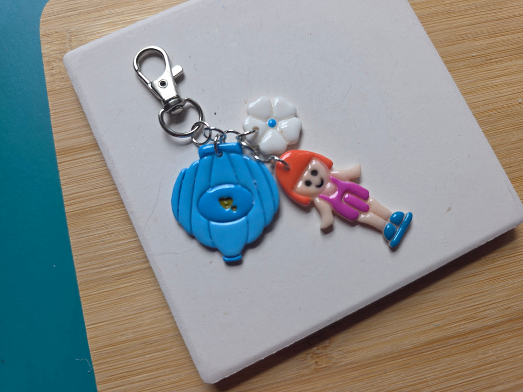 Pocket Doll Clay Keychain/Purse Charm in Blue