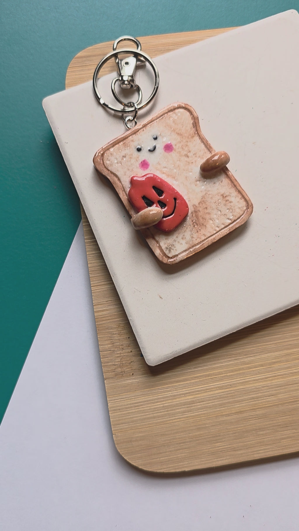 Pumpkin Toast Emotional Support Friend Clay Keychain