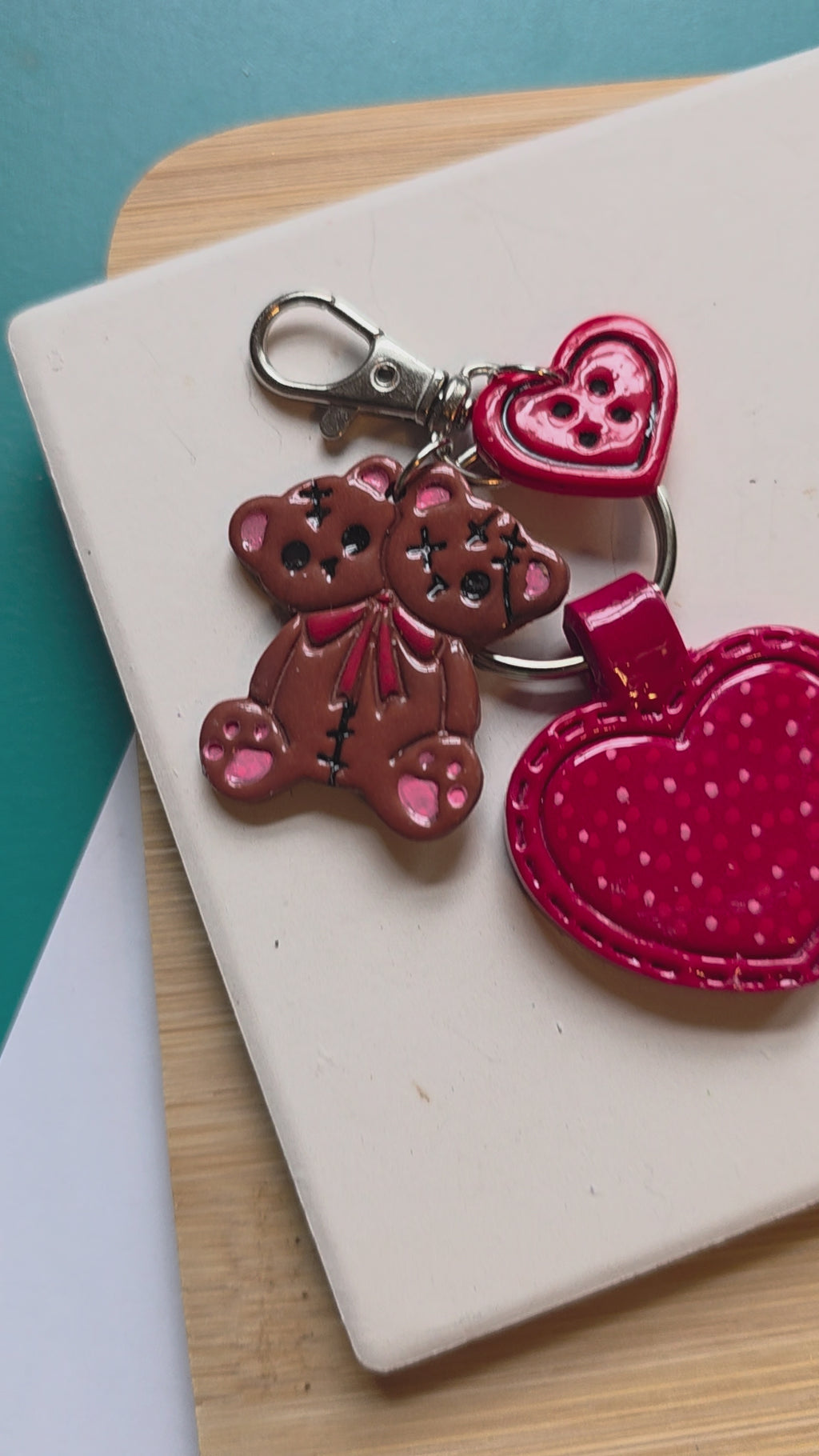 Creepy Cute Bear Clay Keychain