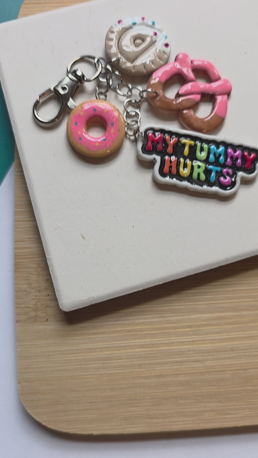 My Tummy Hurts Clay Keychain