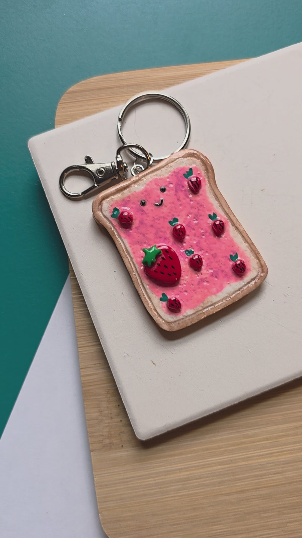 Strawberry Shortcake Toast Emotional Support Friend Clay Keychain