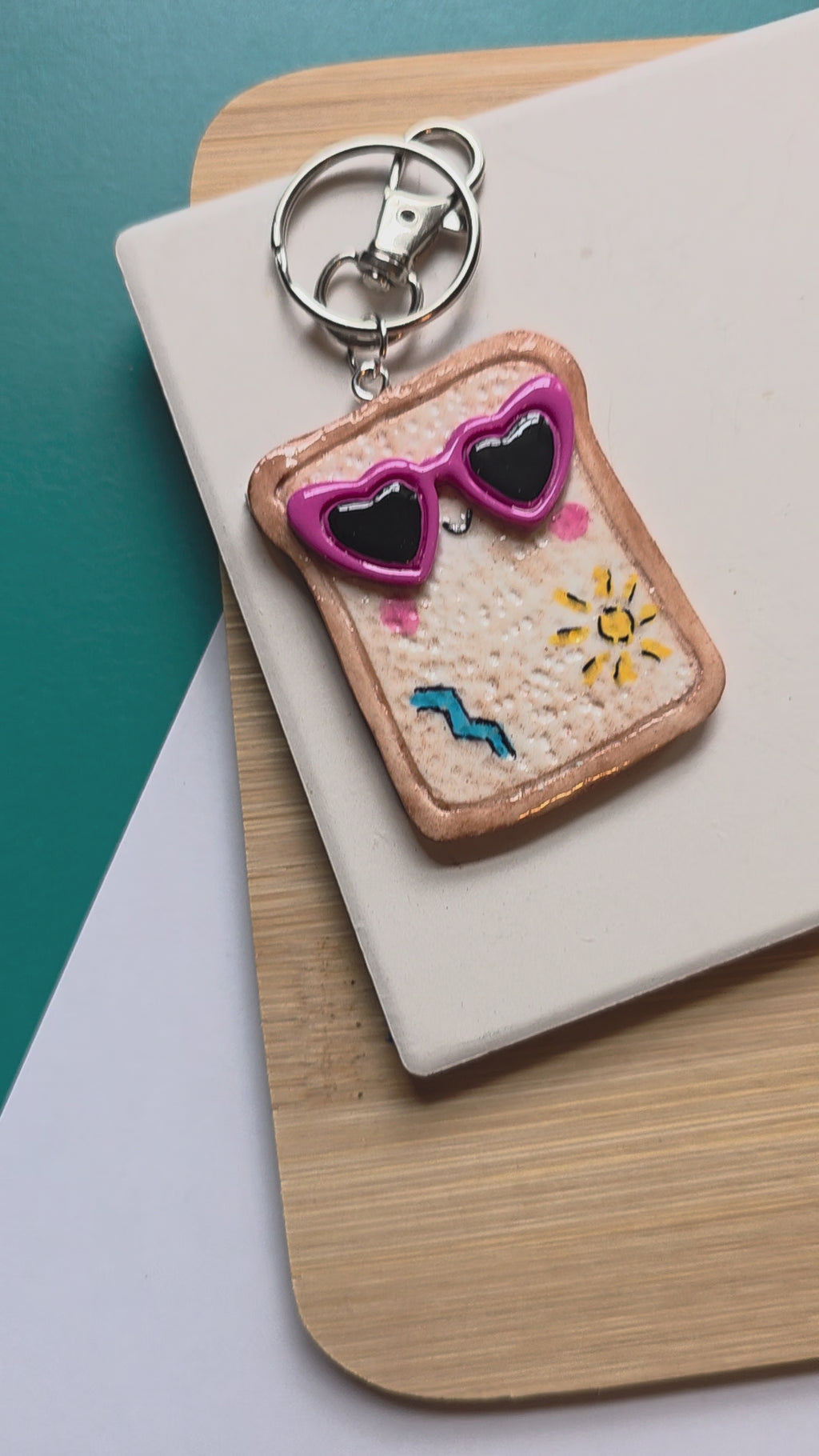 Groovy Toast Emotional Support Friend Clay Keychain