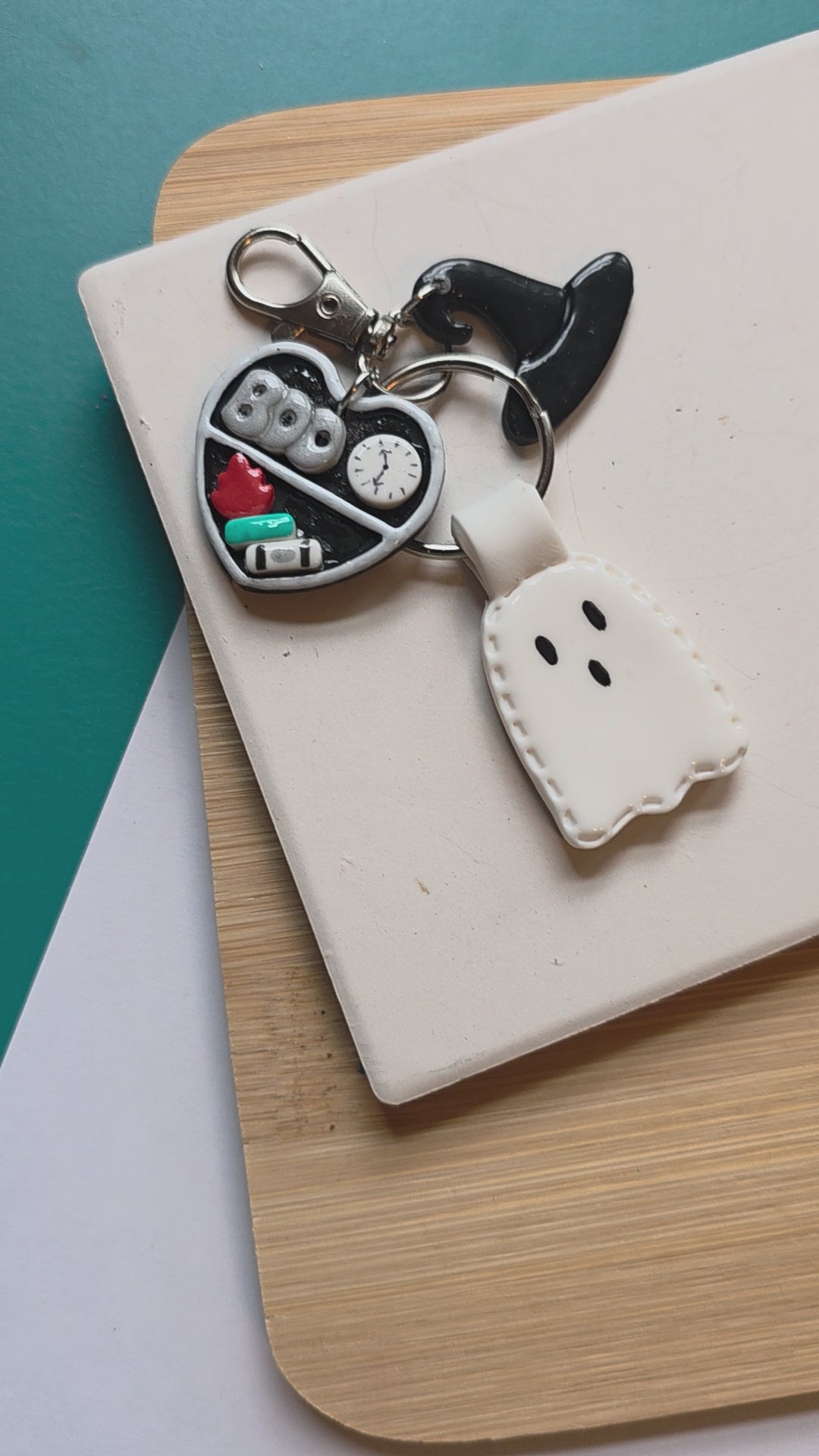 Boo Ghost Polymer Clay Keychain