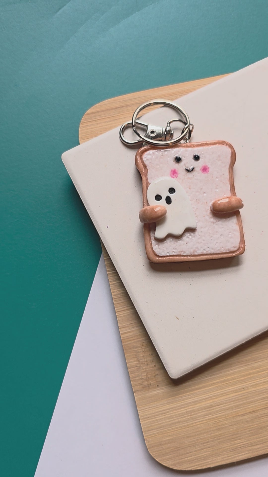 Ghoast Emotional Support Friend Clay Keychain