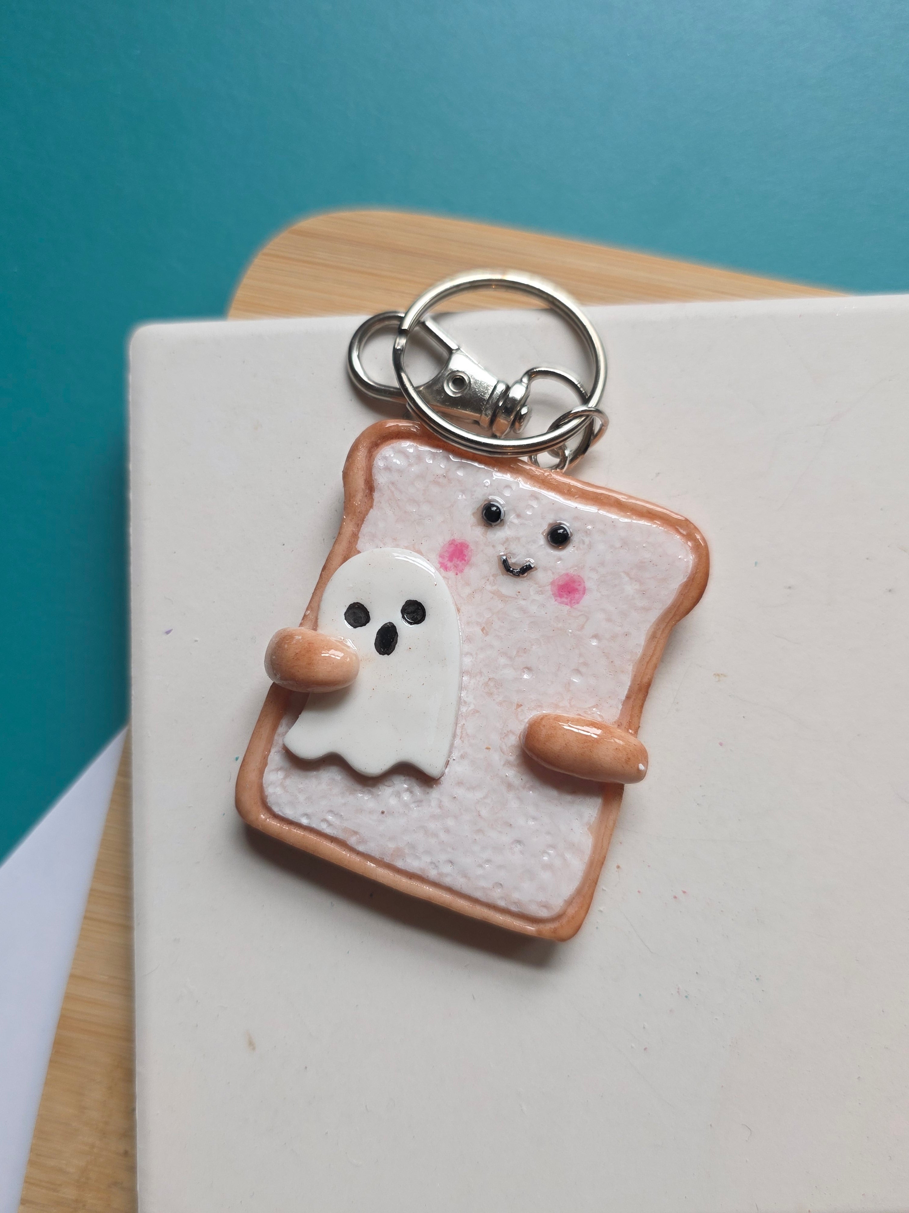 Ghoast Emotional Support Friend Clay Keychain