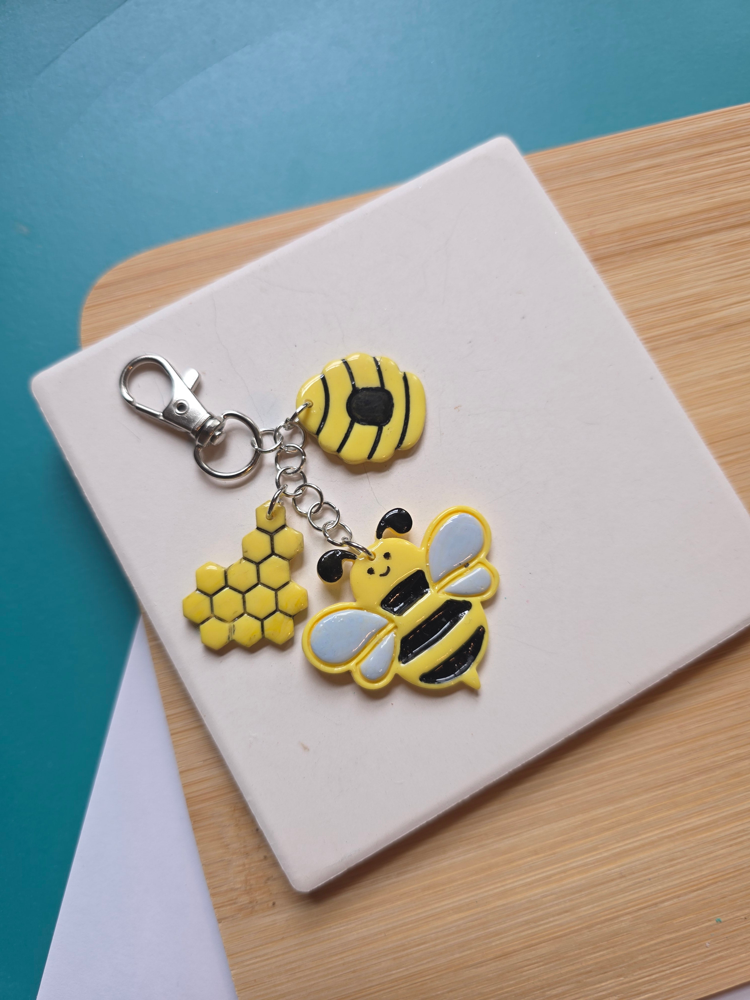 Bee Friend Clay Keychain