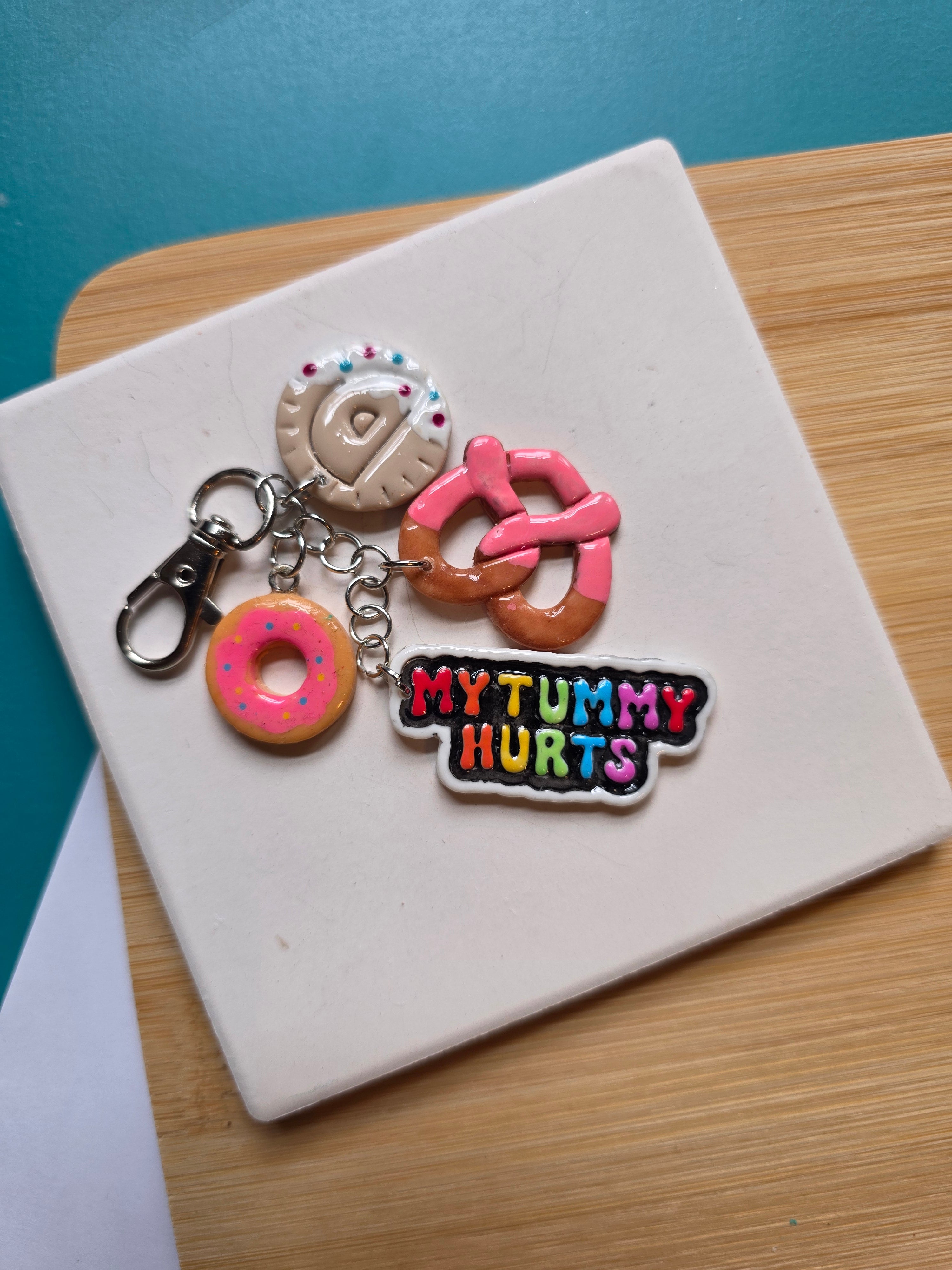 My Tummy Hurts Clay Keychain