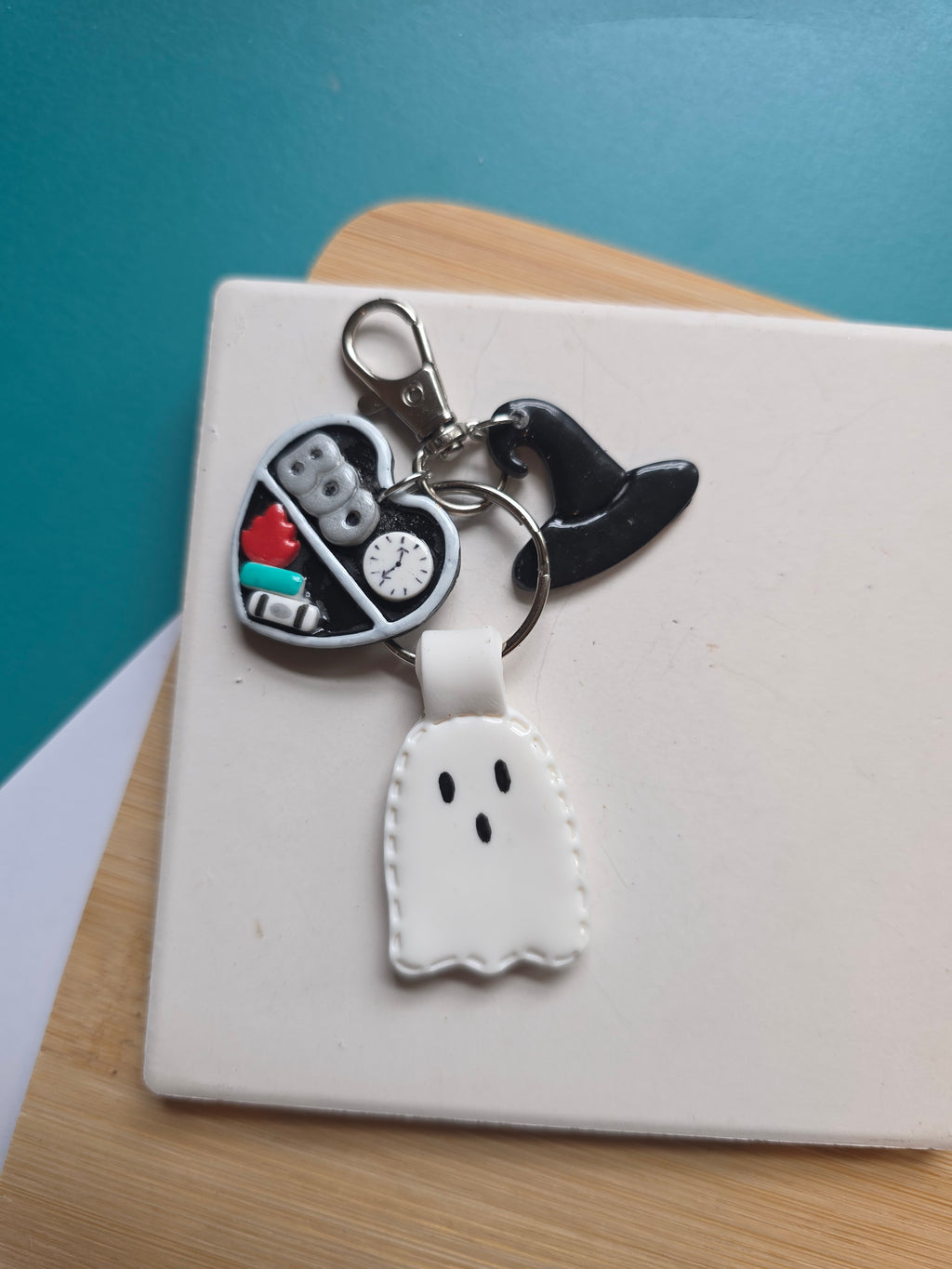 Boo Ghost Polymer Clay Keychain